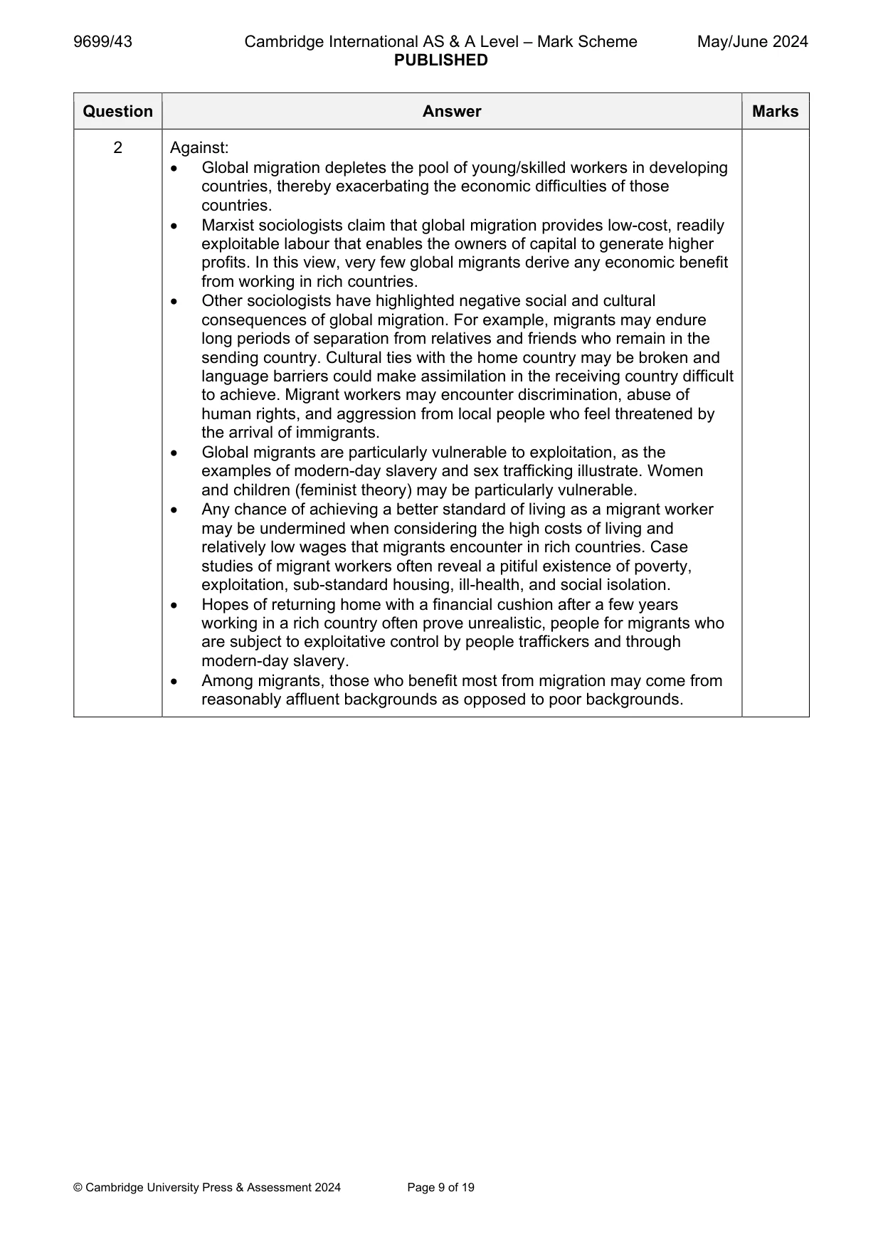 Mark scheme, page 9 of 19