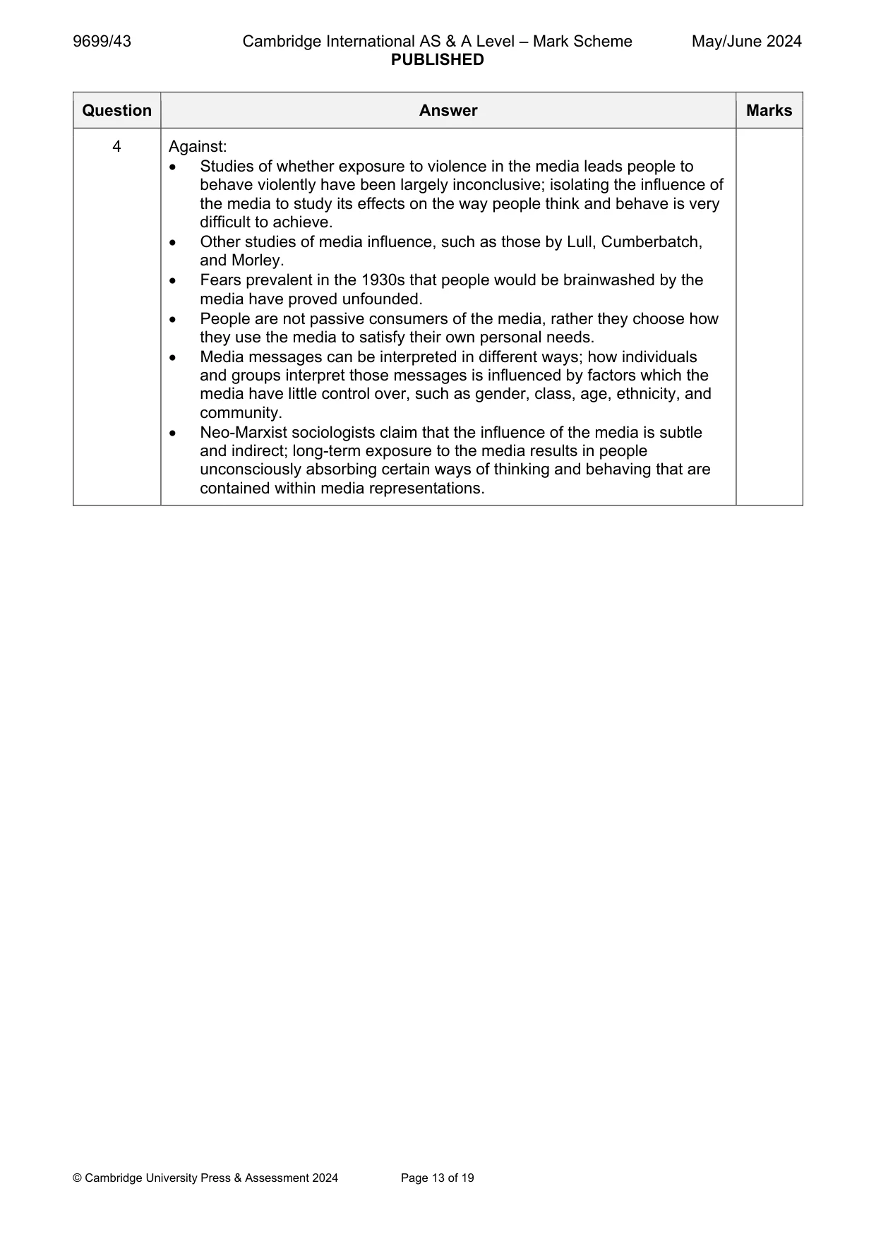 Mark scheme, page 13 of 19