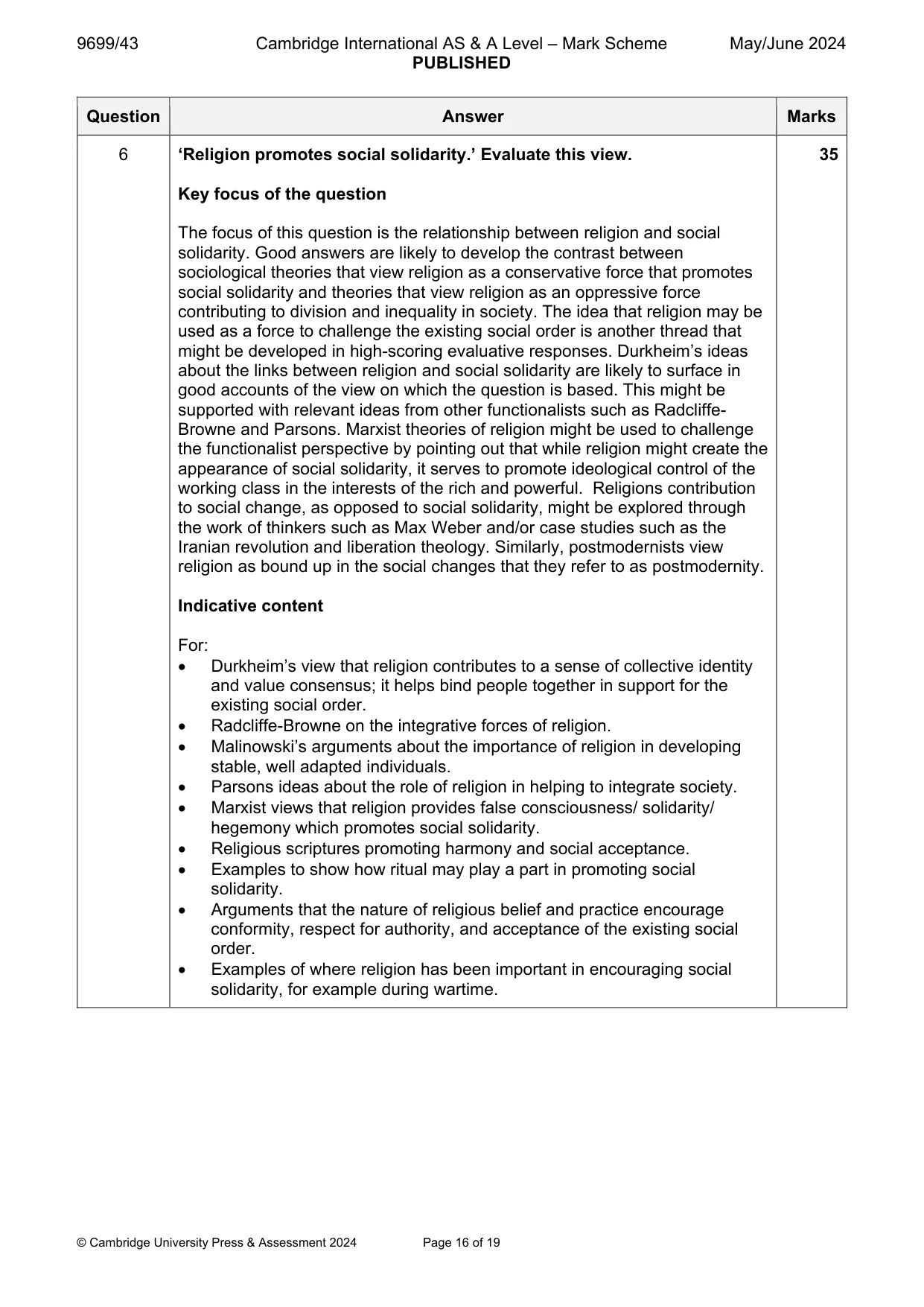 Mark scheme, page 16 of 19
