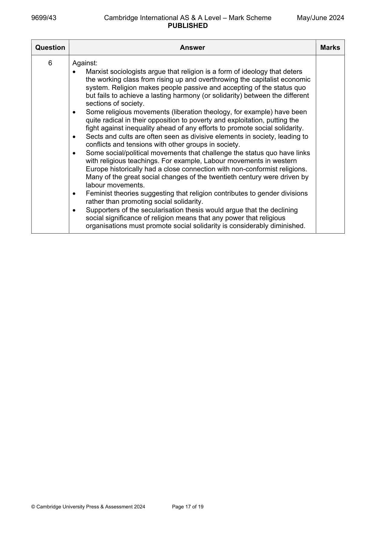 Mark scheme, page 17 of 19
