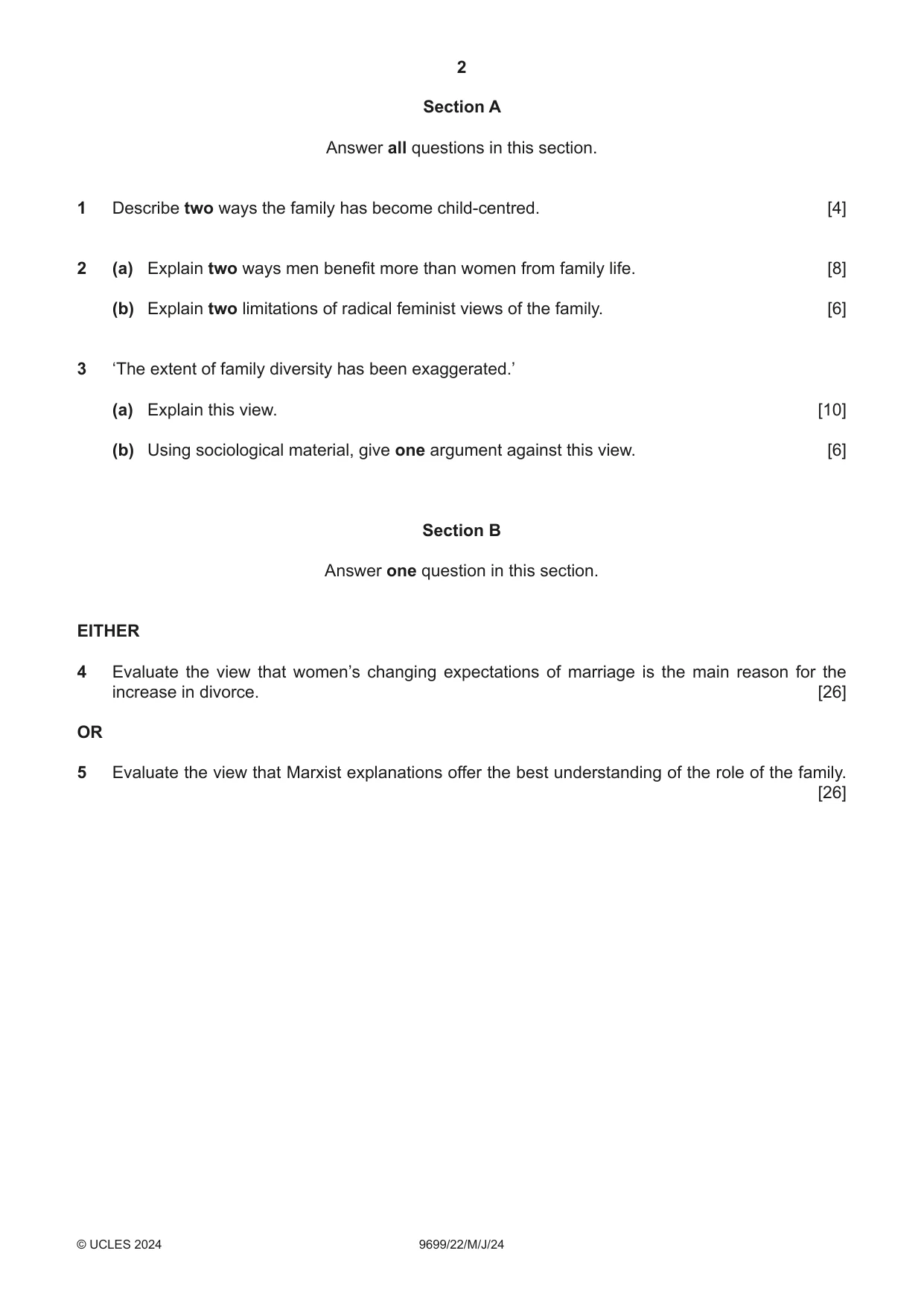 Cambridge A Level Sociology 9699 2024 May/June Paper 2 · Variant 2 question paper, page 2 of 4