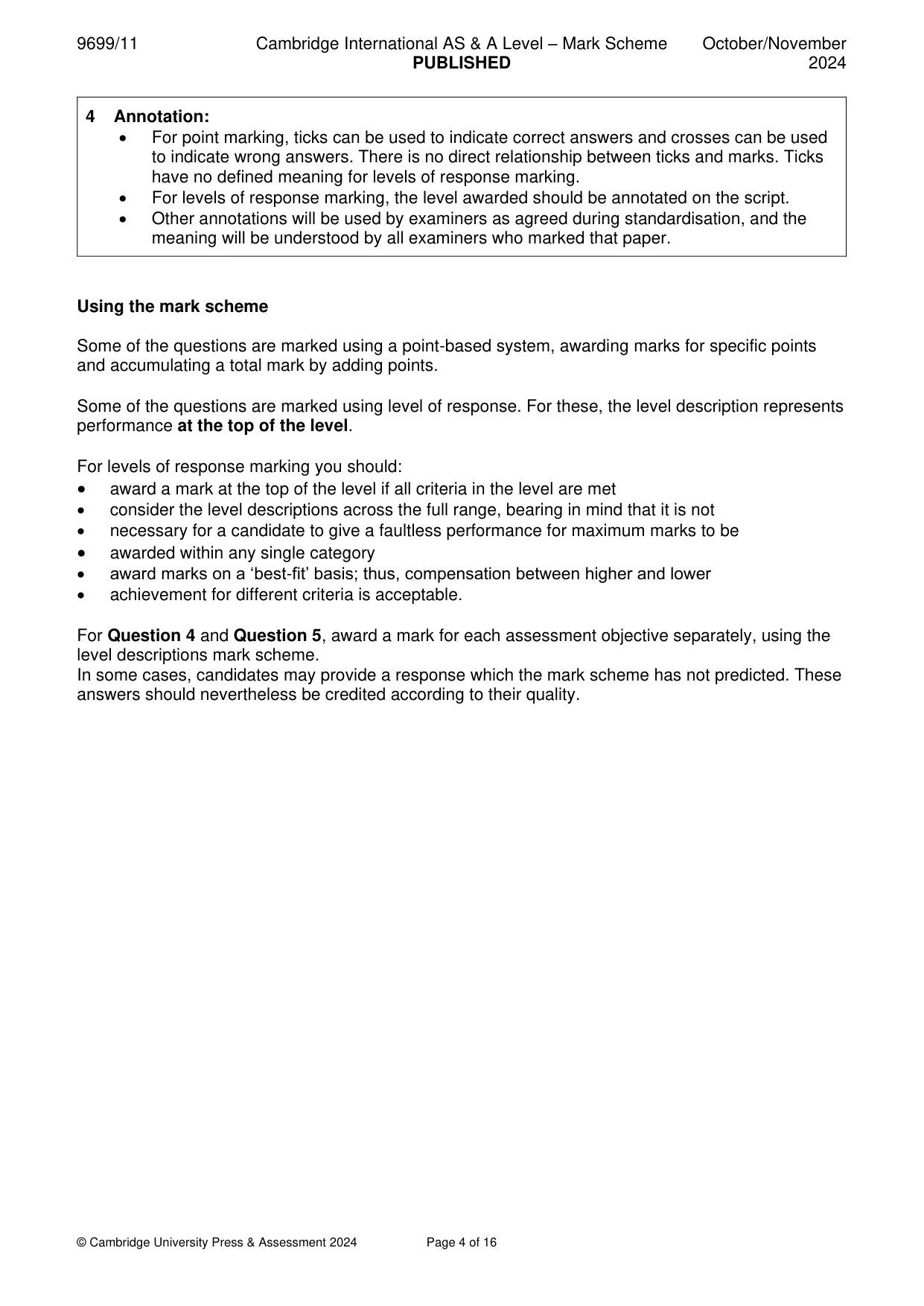 Mark scheme, page 4 of 16