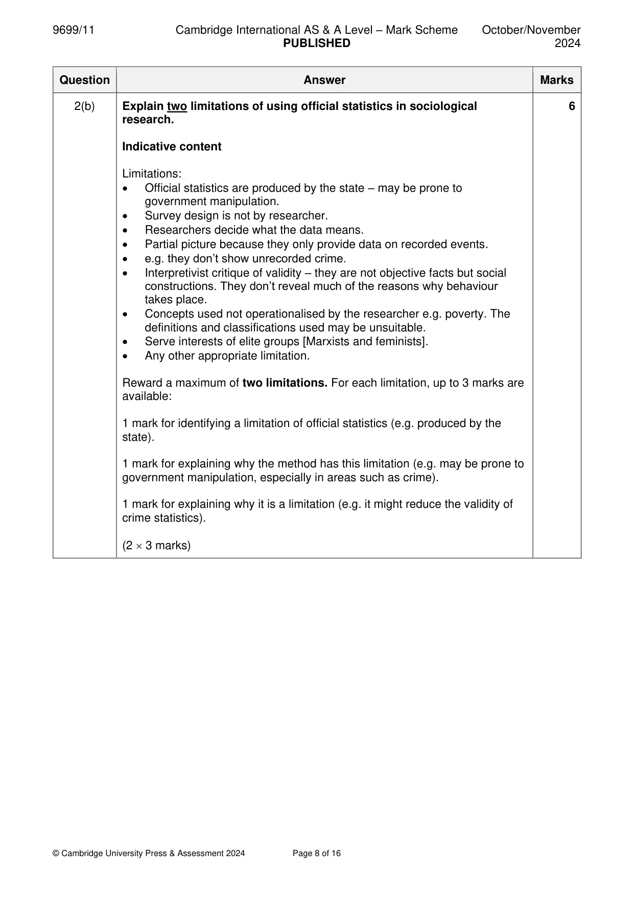 Mark scheme, page 8 of 16