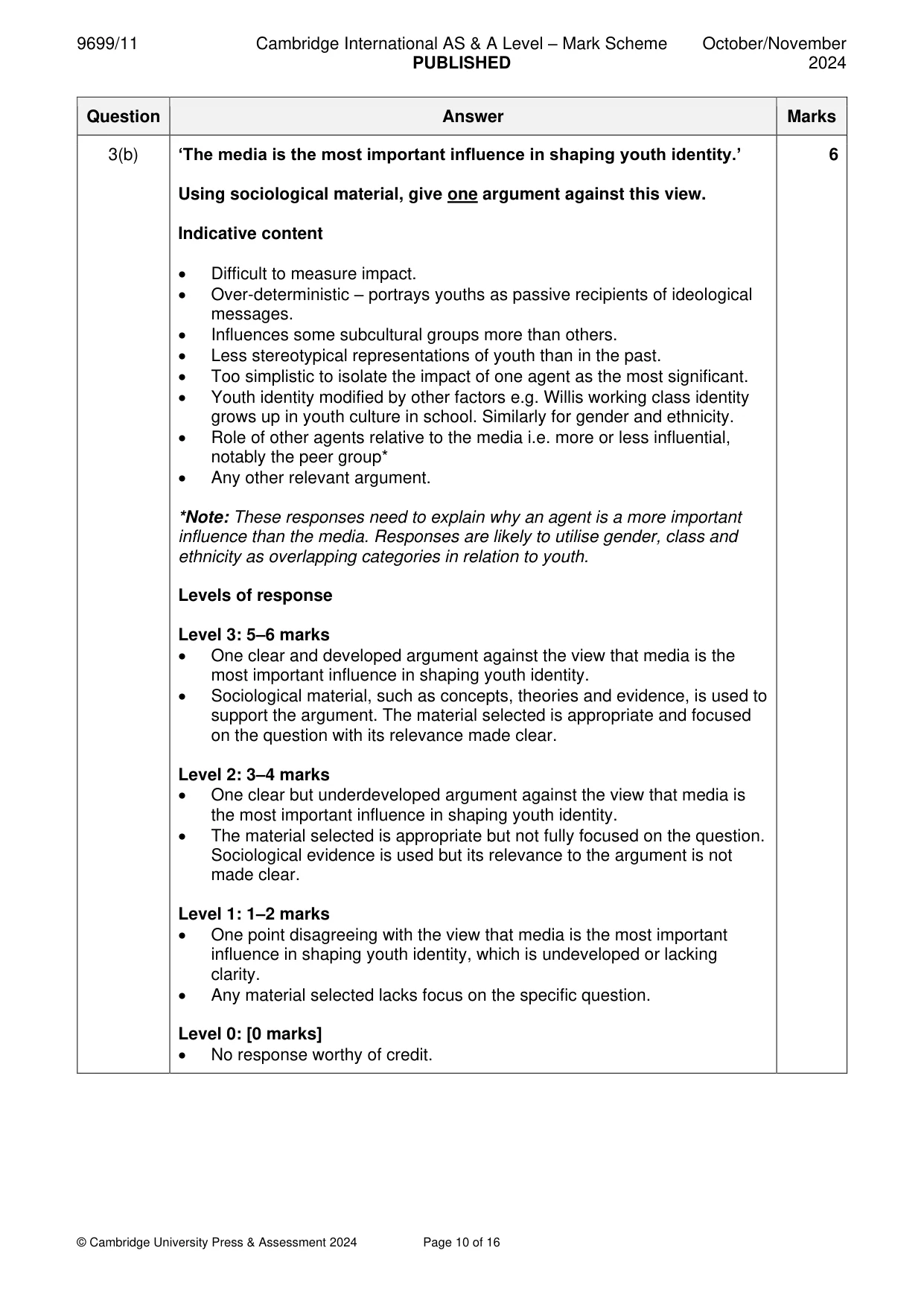 Mark scheme, page 10 of 16
