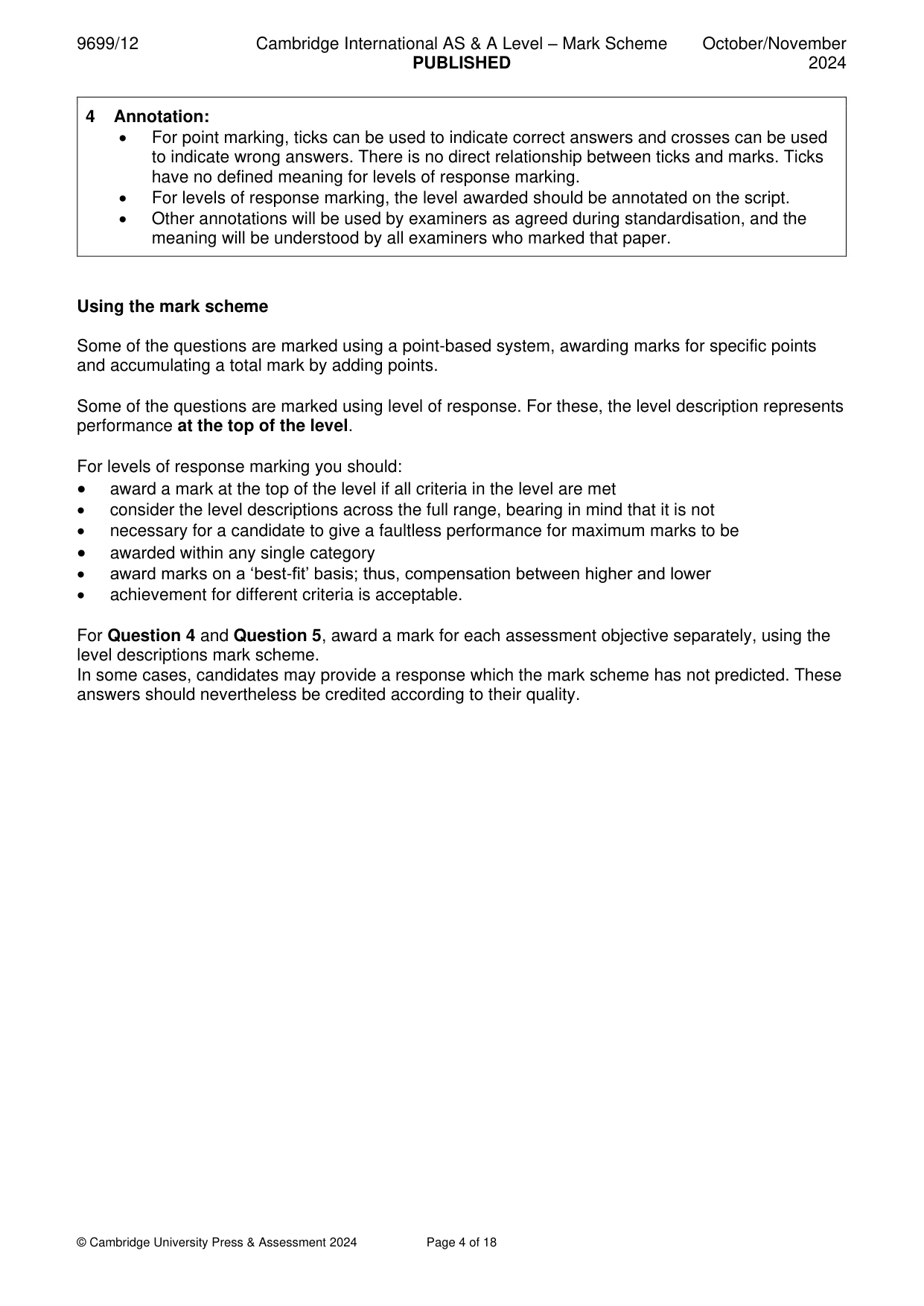Mark scheme, page 4 of 18