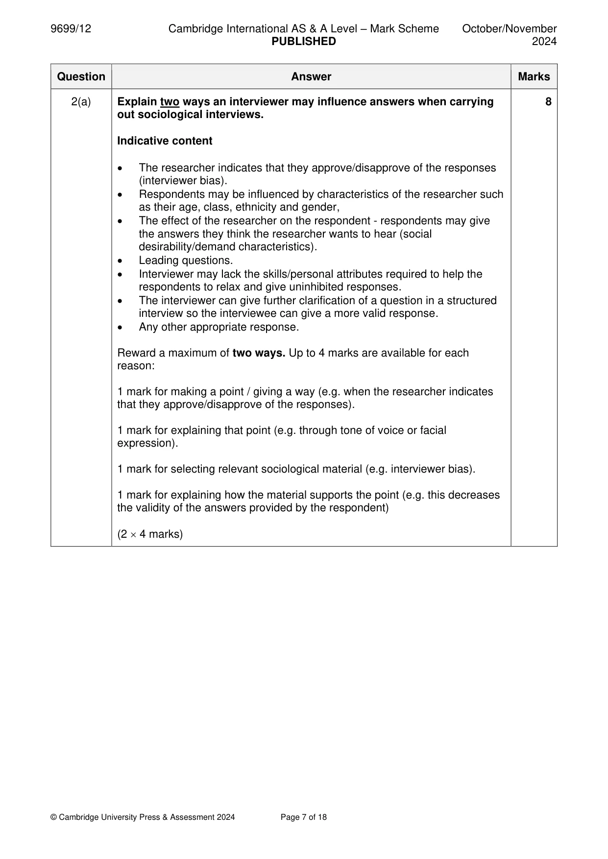 Mark scheme, page 7 of 18