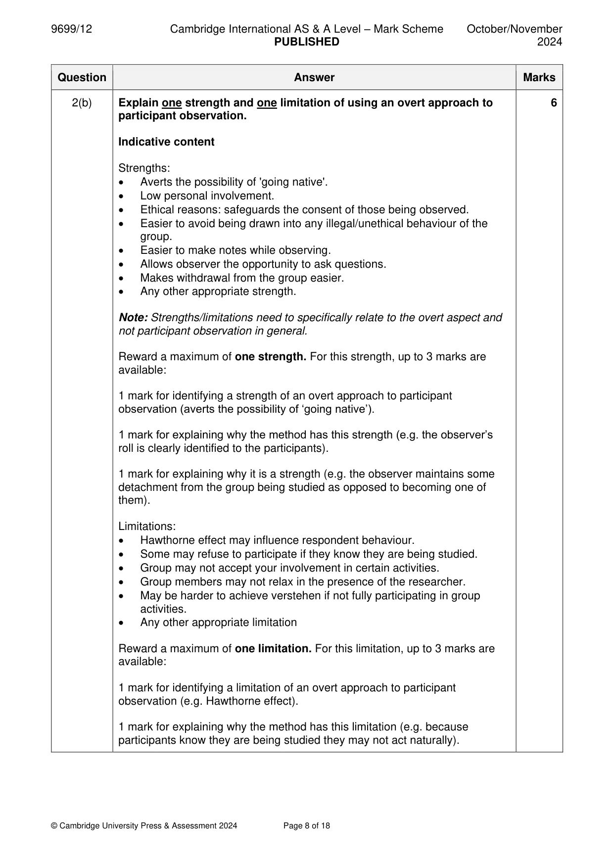 Mark scheme, page 8 of 18