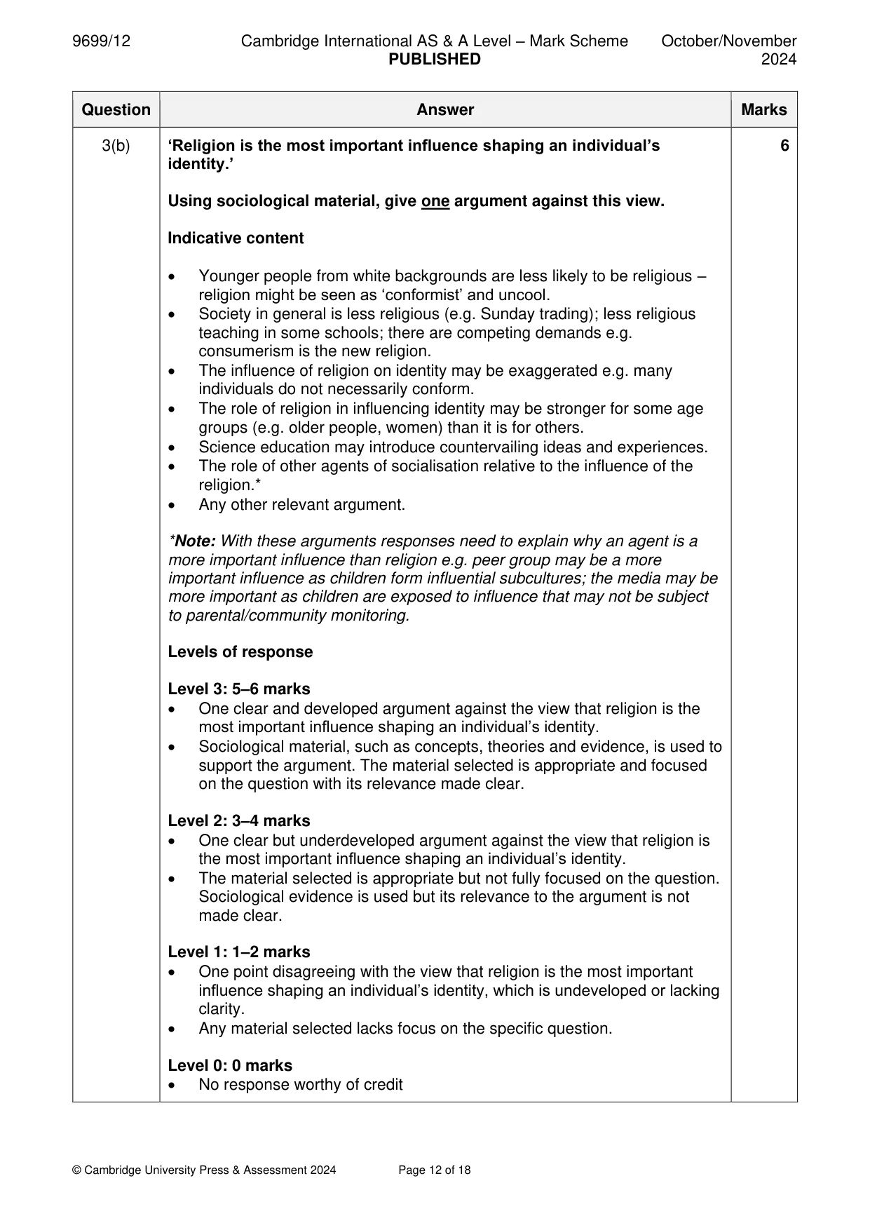 Mark scheme, page 12 of 18