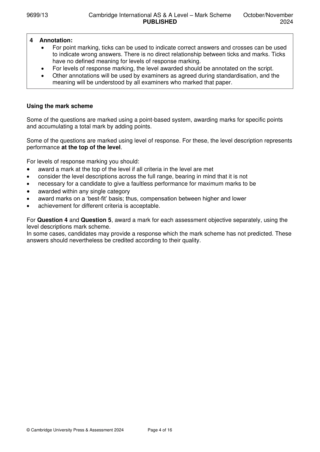 Mark scheme, page 4 of 16