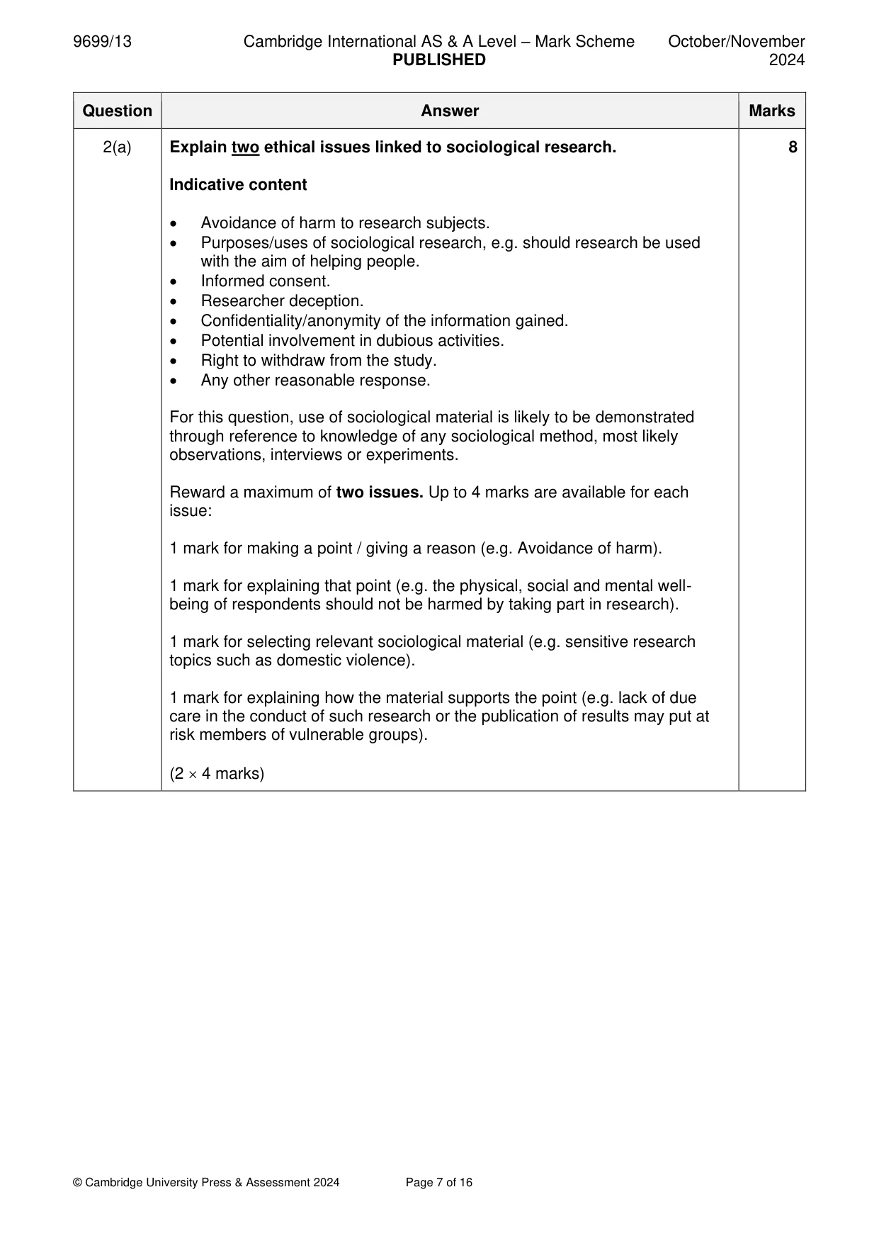 Mark scheme, page 7 of 16