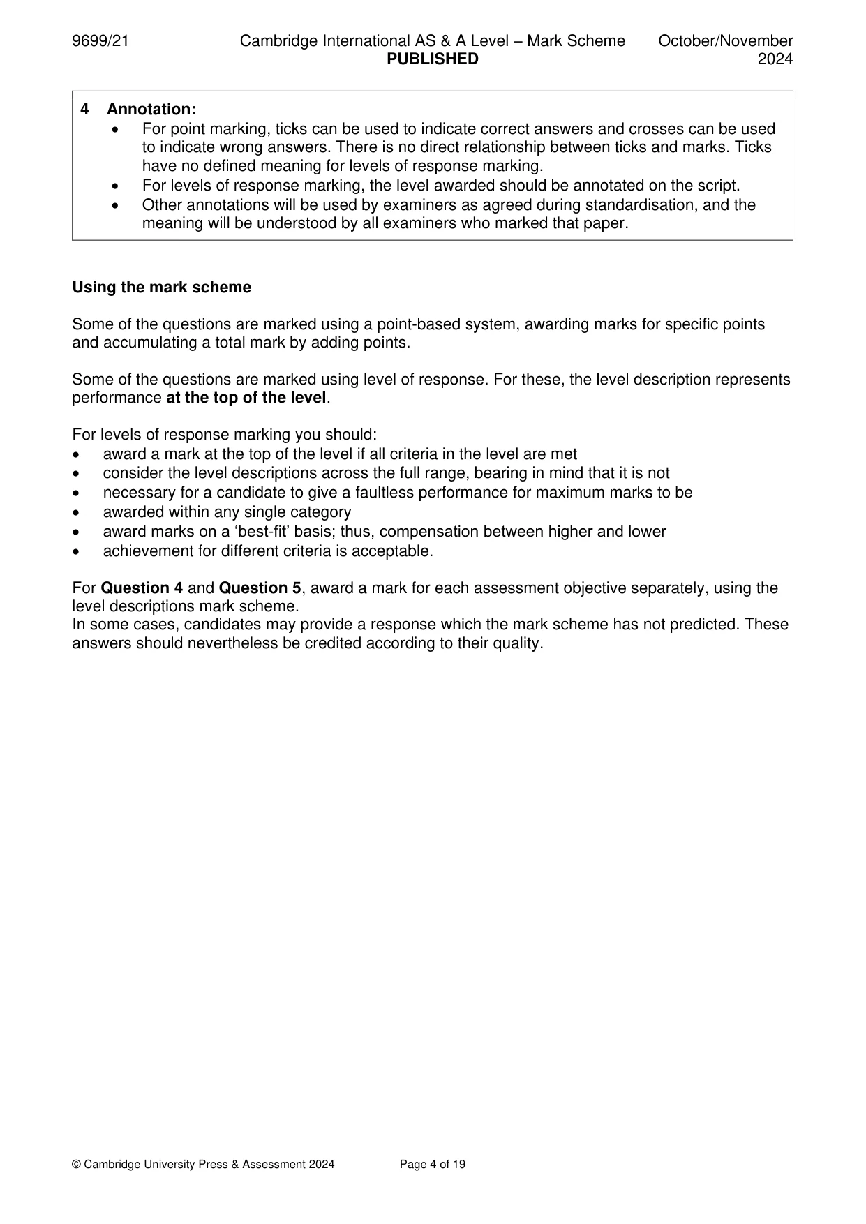 Mark scheme, page 4 of 19