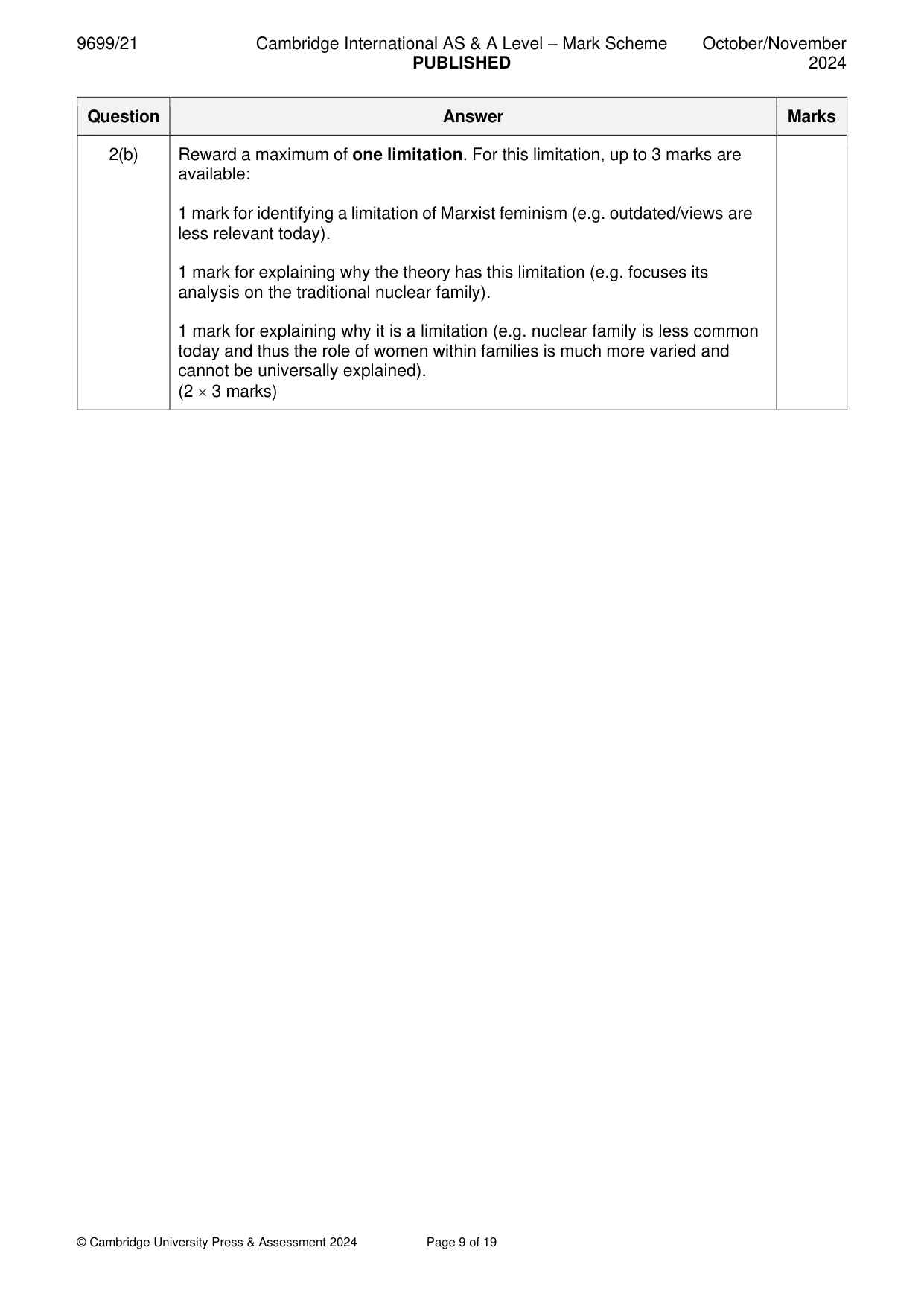 Mark scheme, page 9 of 19