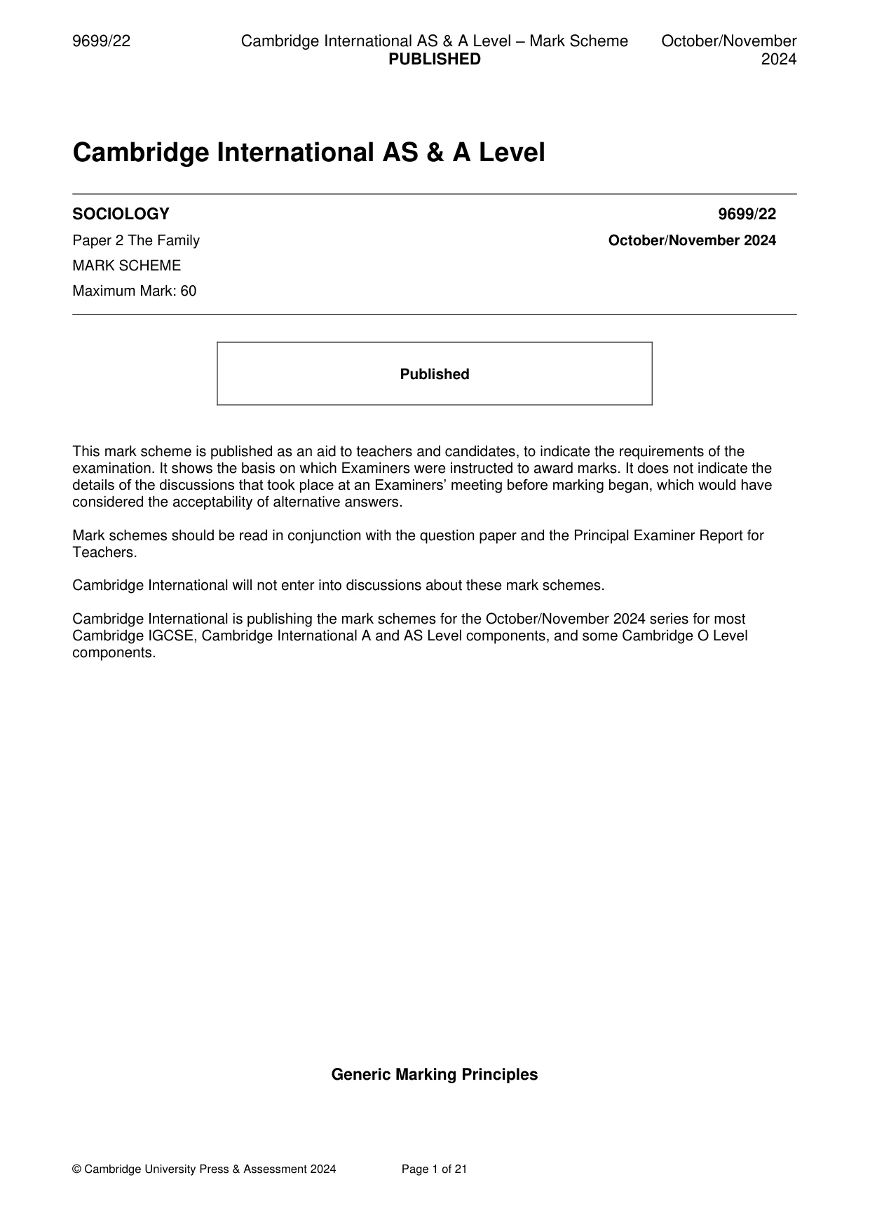 Mark scheme, page 1 of 21