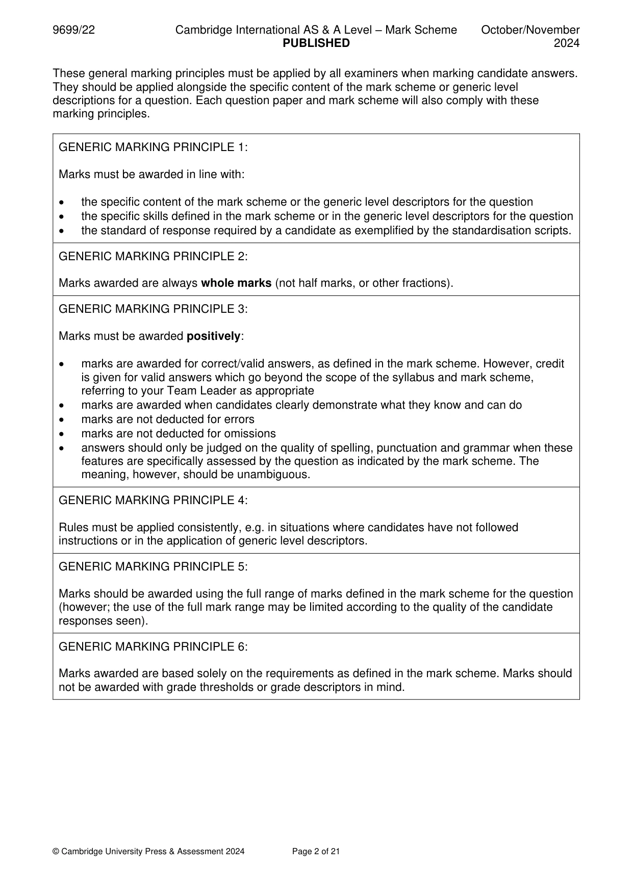Mark scheme, page 2 of 21