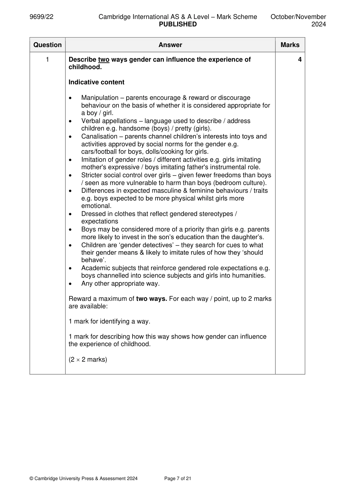 Mark scheme, page 7 of 21