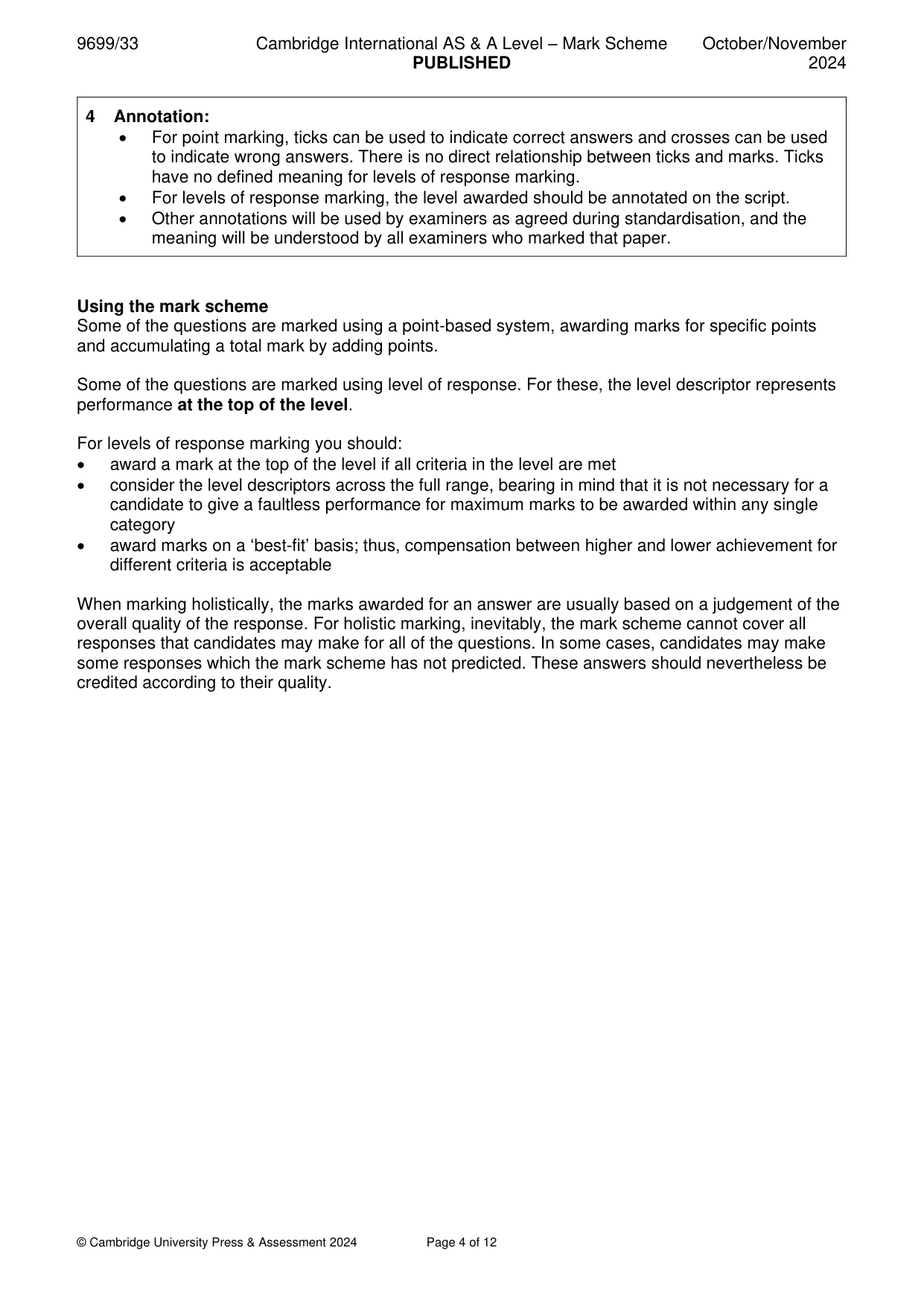 Mark scheme, page 4 of 12