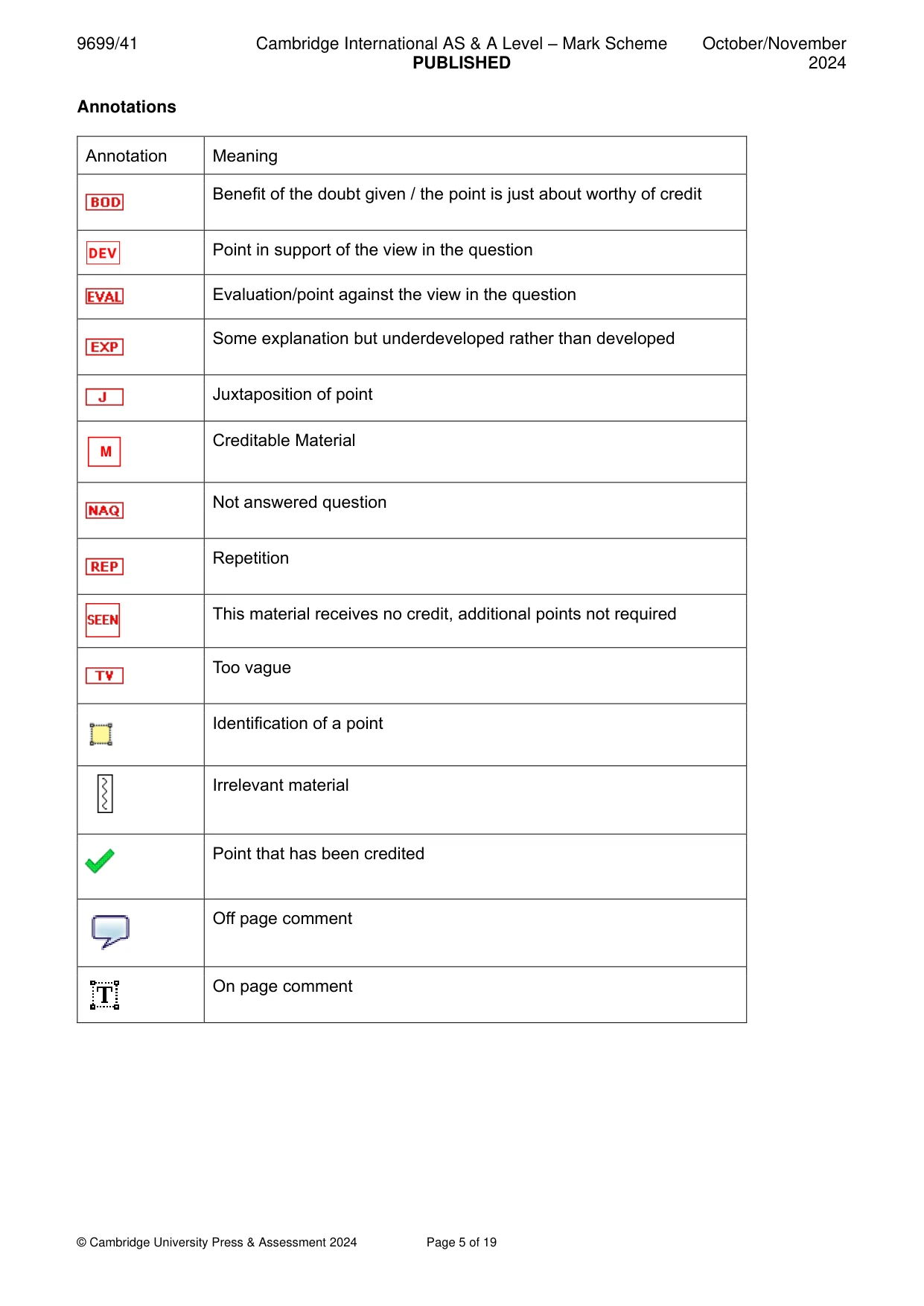 Mark scheme, page 5 of 19