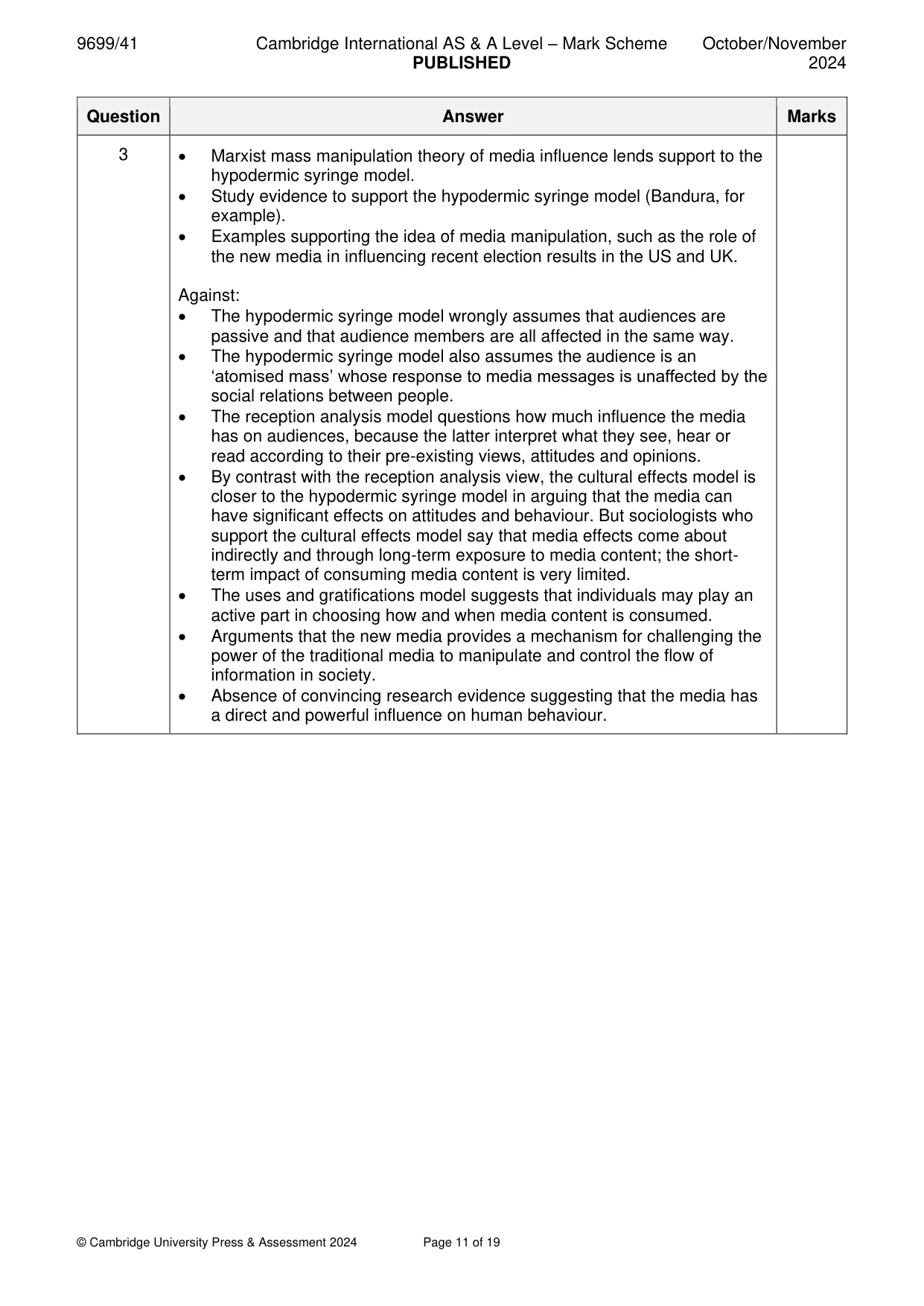 Mark scheme, page 11 of 19