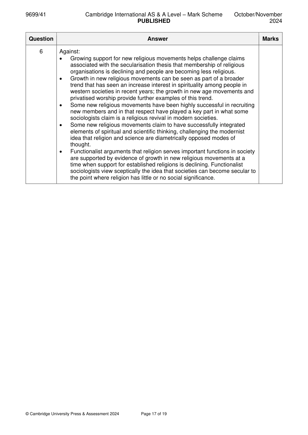 Mark scheme, page 17 of 19
