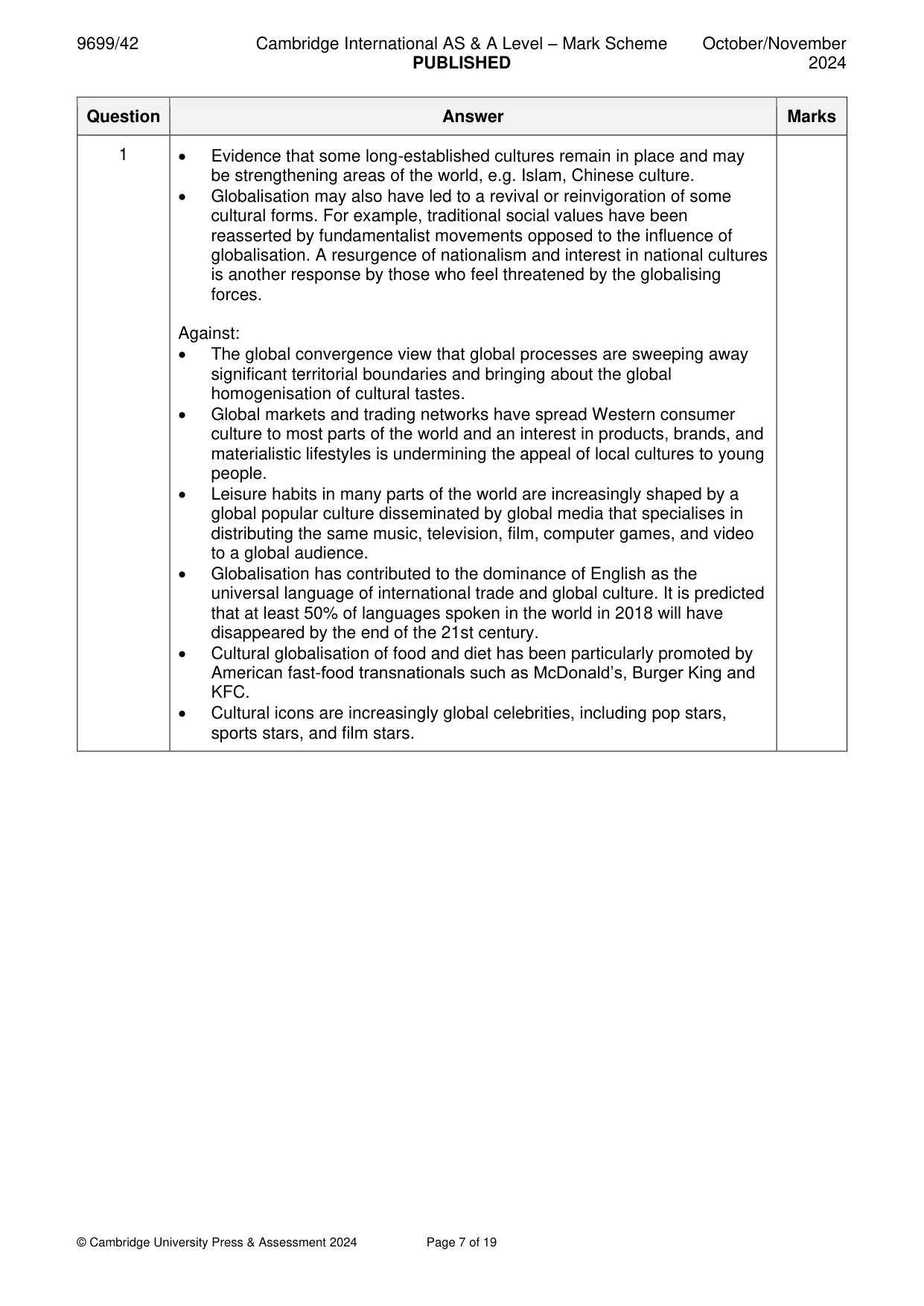 Mark scheme, page 7 of 19