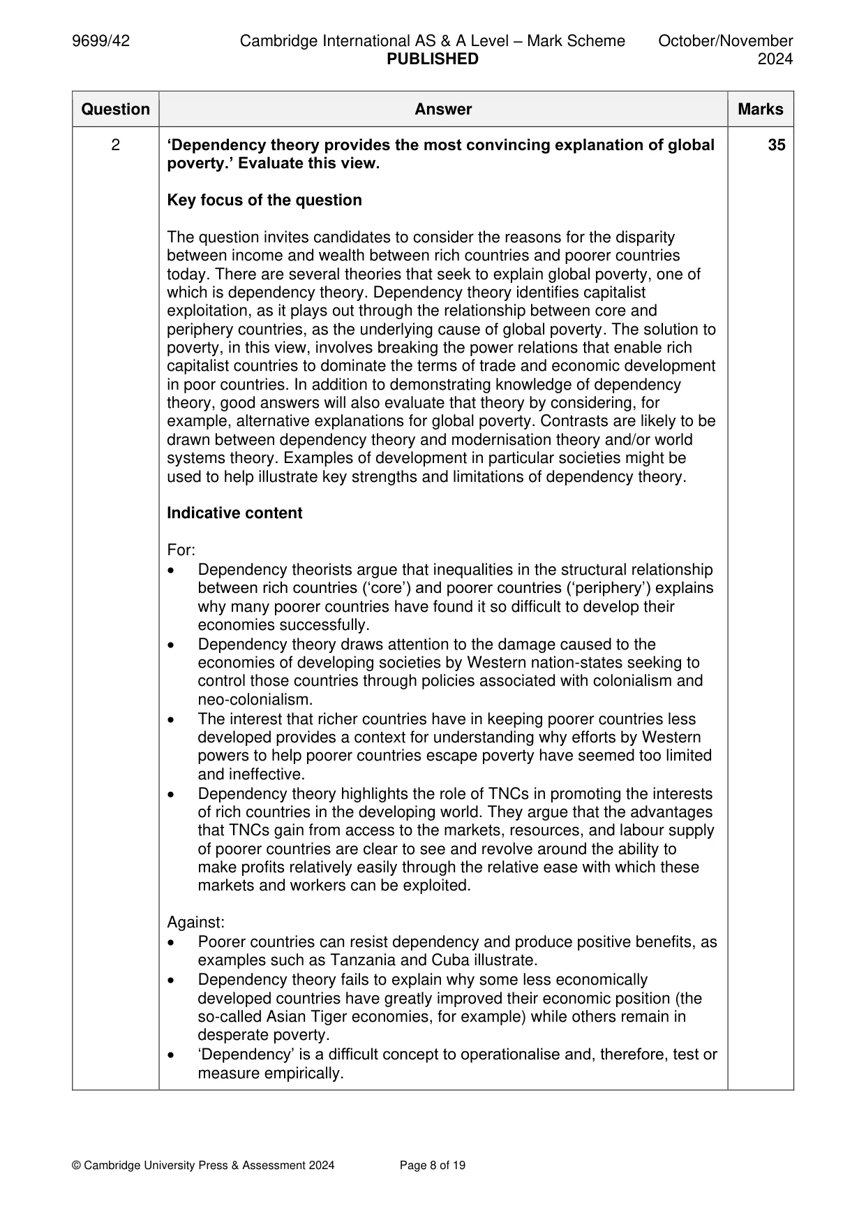 Mark scheme, page 8 of 19