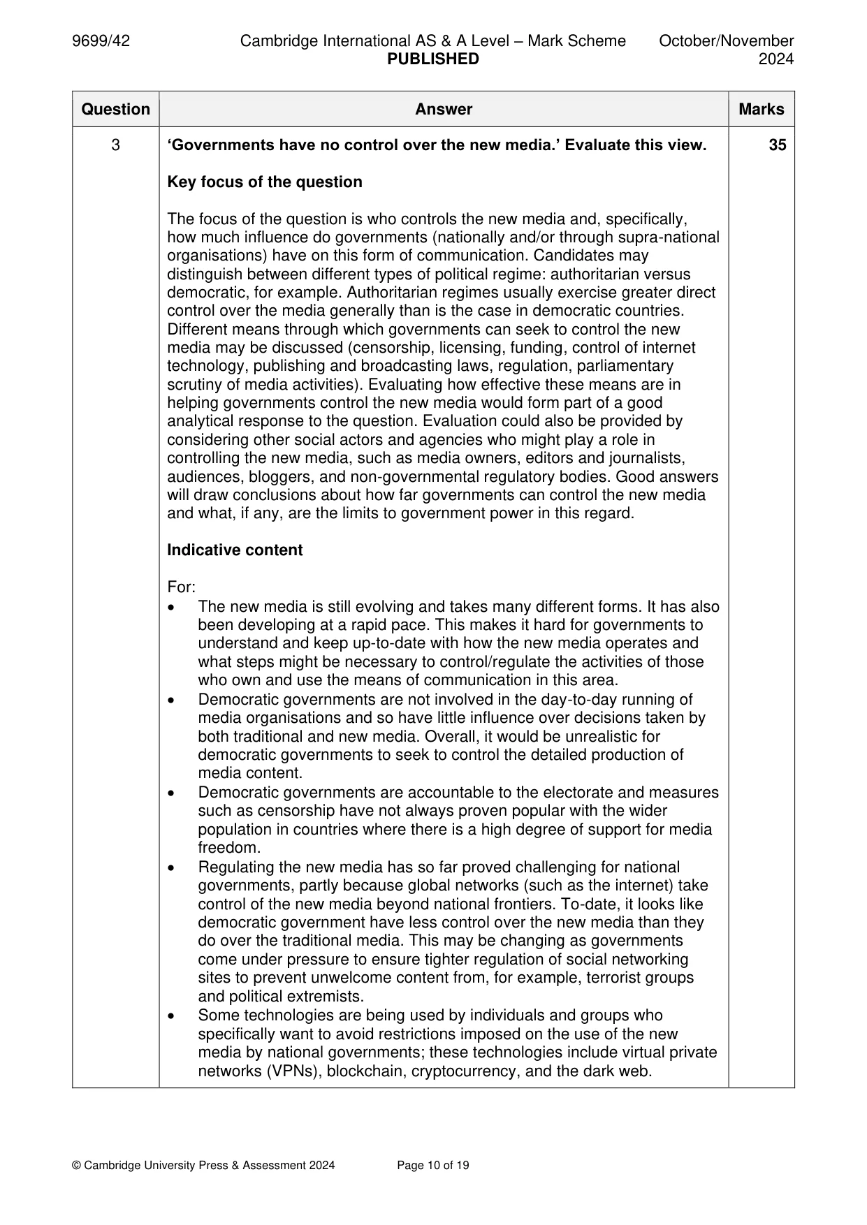 Mark scheme, page 10 of 19