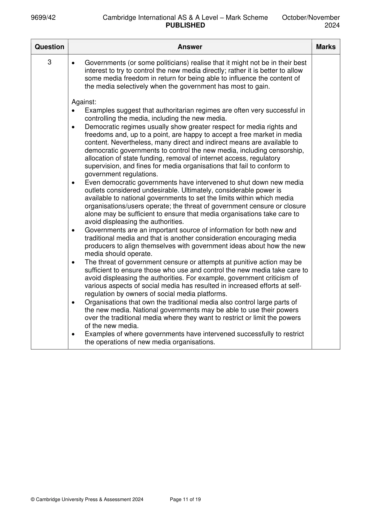 Mark scheme, page 11 of 19
