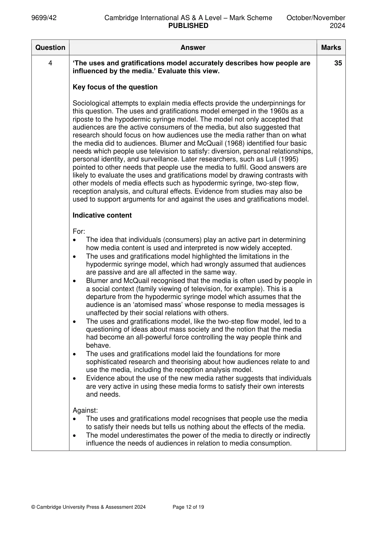 Mark scheme, page 12 of 19