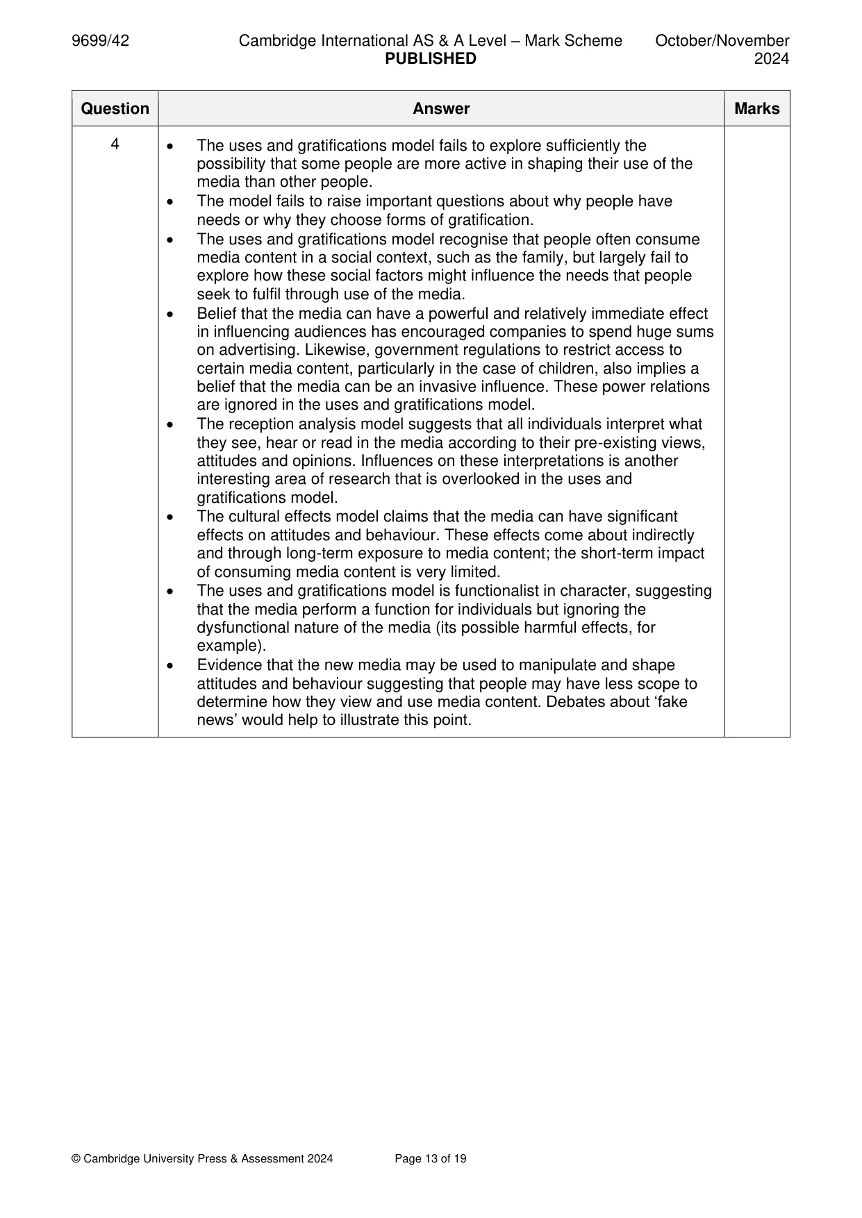 Mark scheme, page 13 of 19