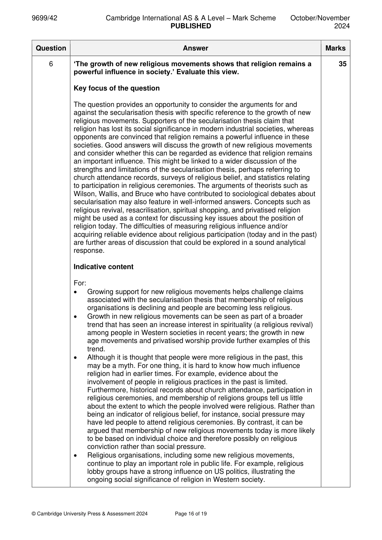 Mark scheme, page 16 of 19