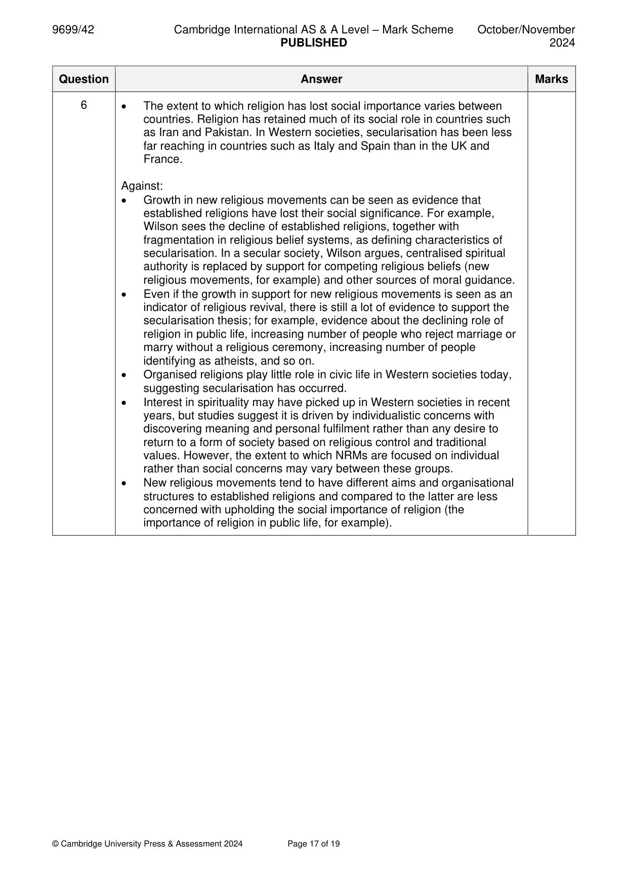 Mark scheme, page 17 of 19
