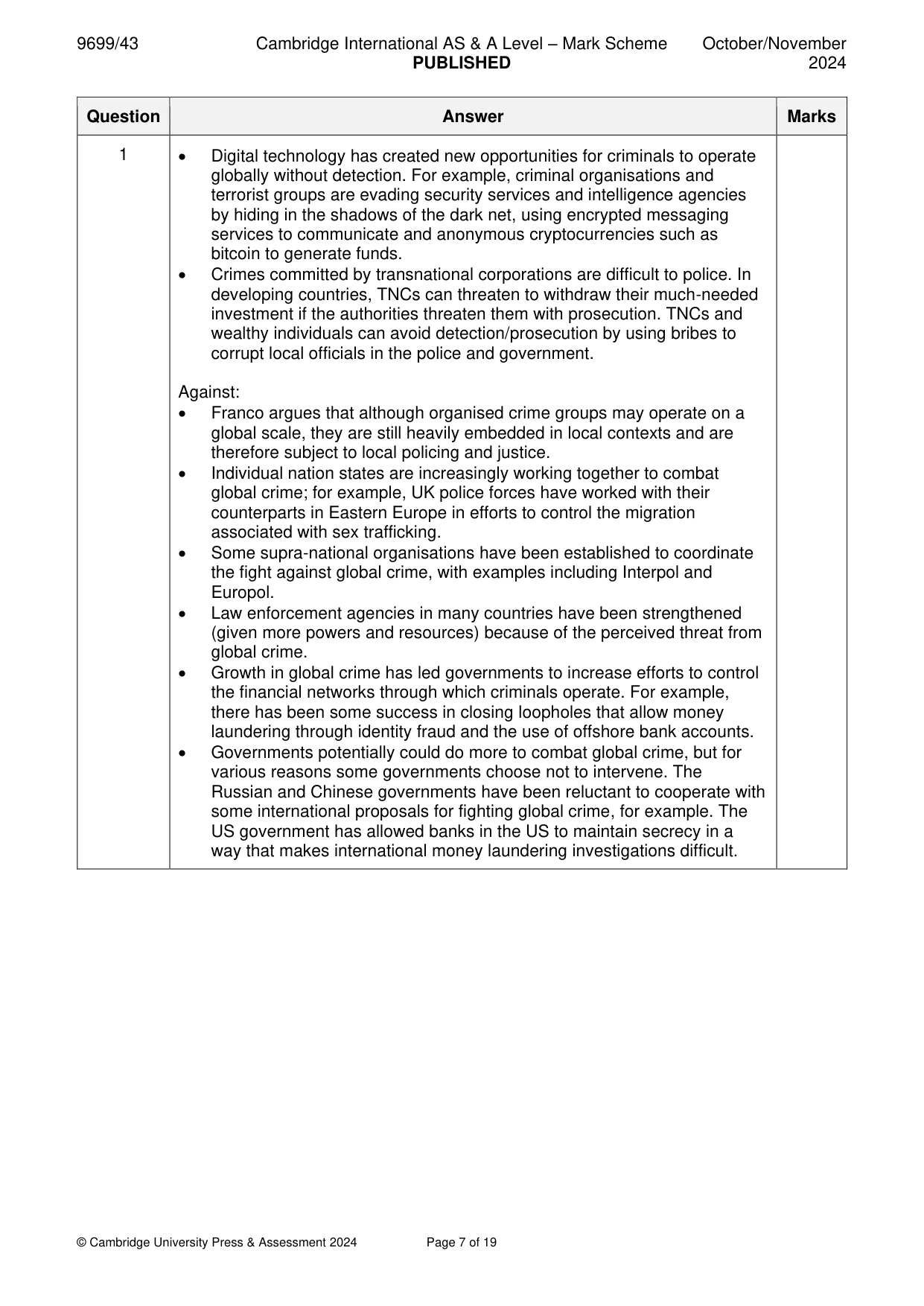 Mark scheme, page 7 of 19