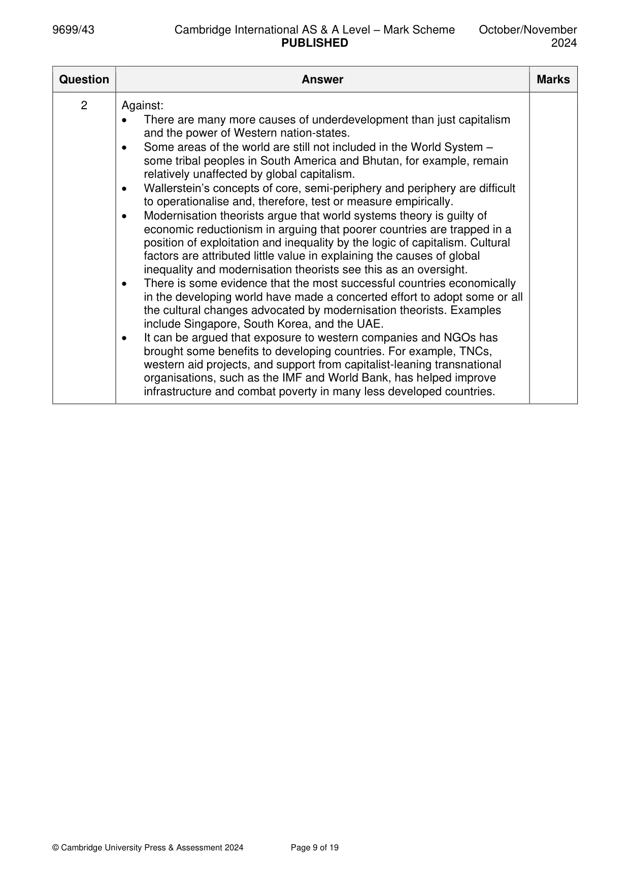 Mark scheme, page 9 of 19