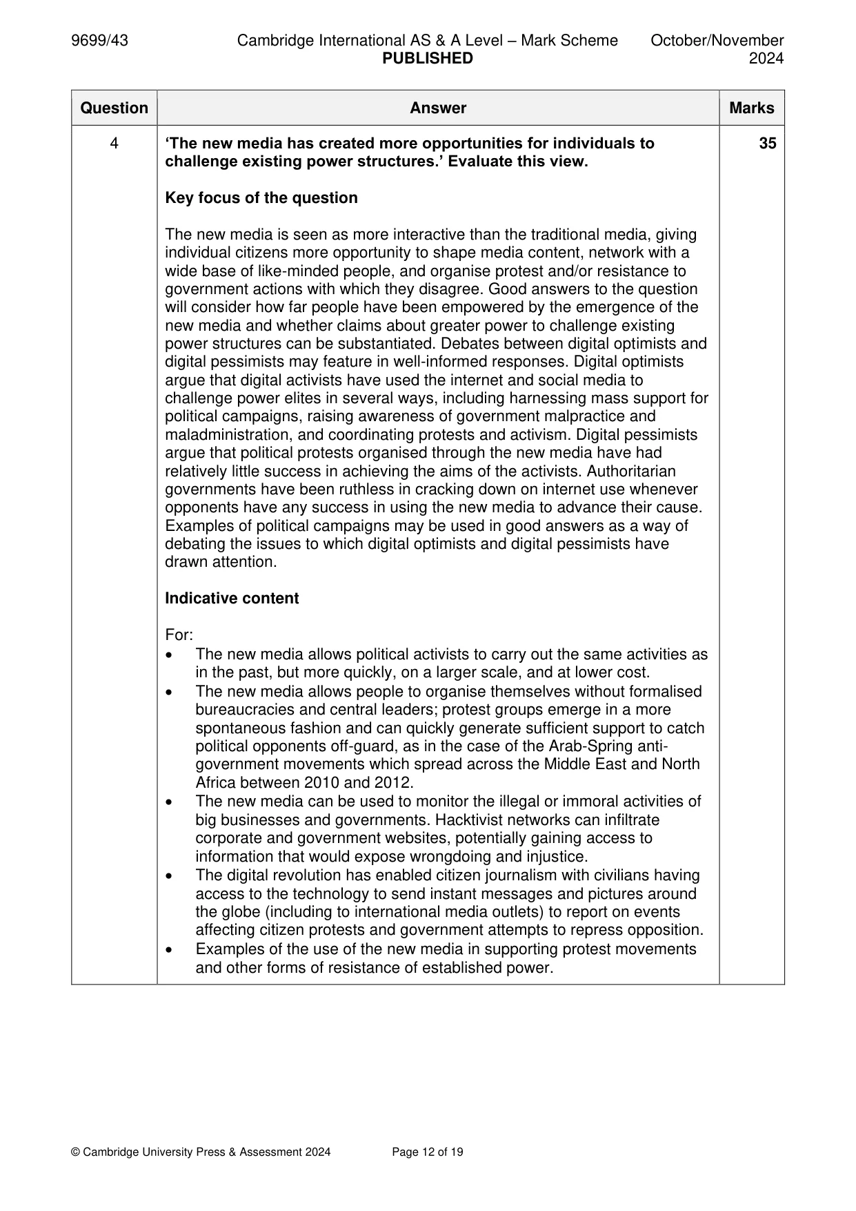 Mark scheme, page 12 of 19