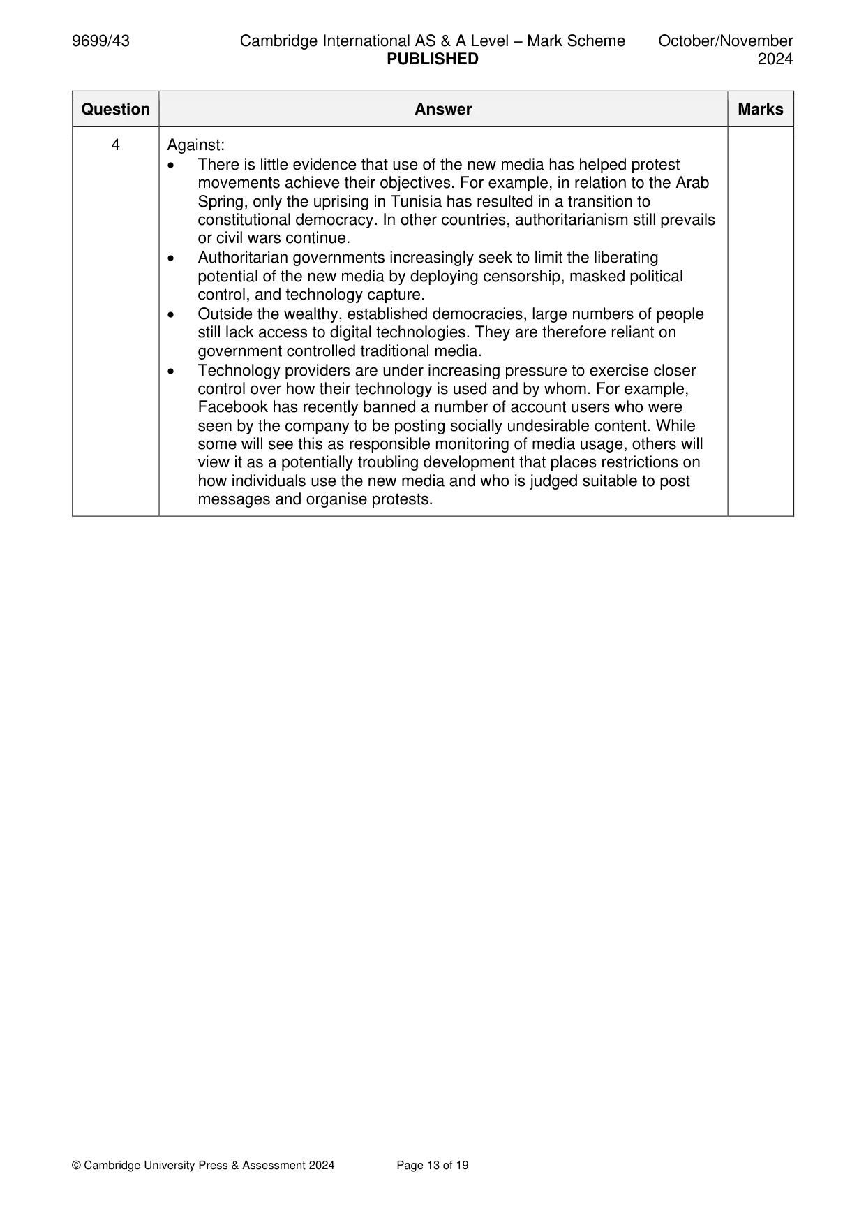 Mark scheme, page 13 of 19