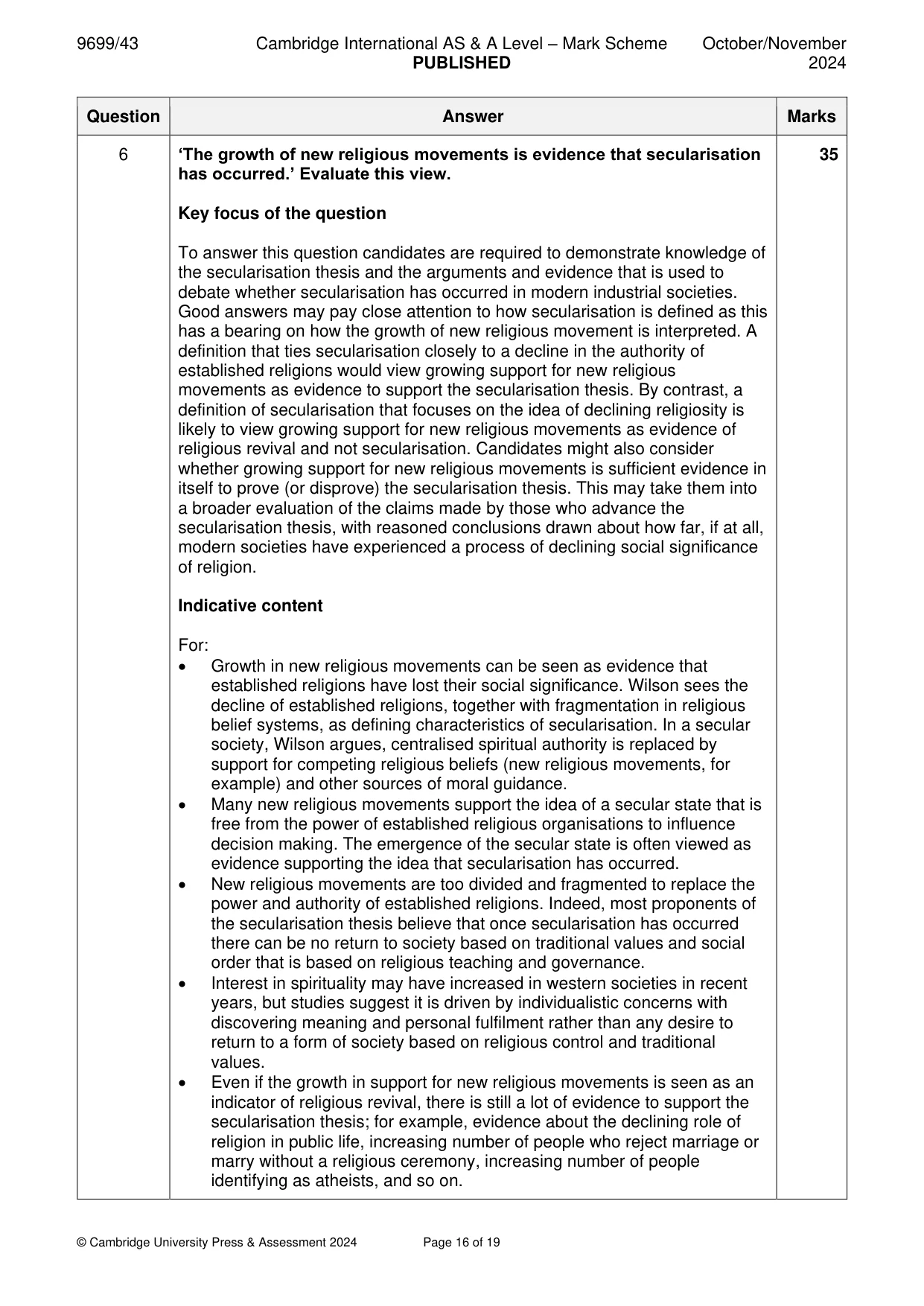 Mark scheme, page 16 of 19
