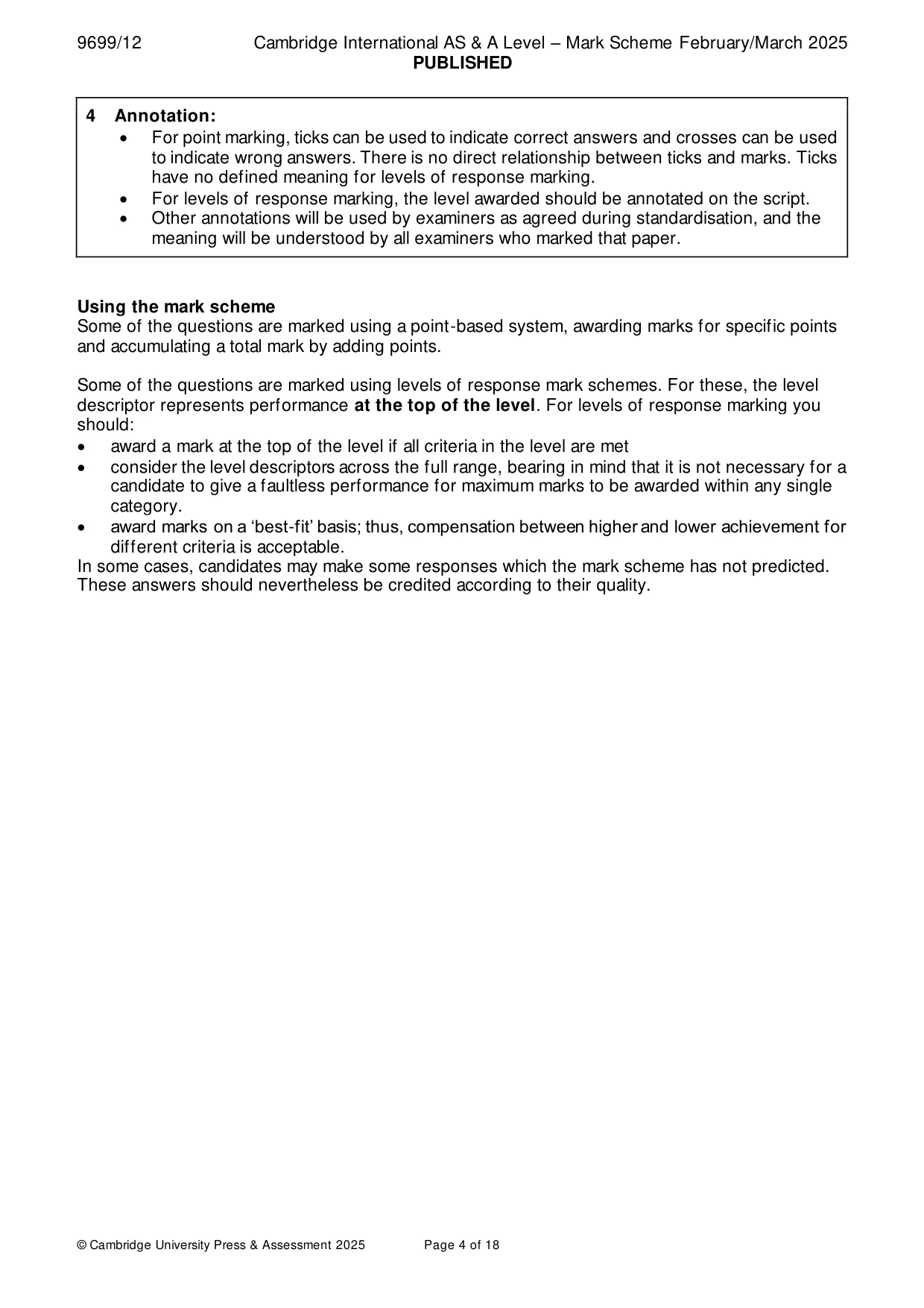Mark scheme, page 4 of 18