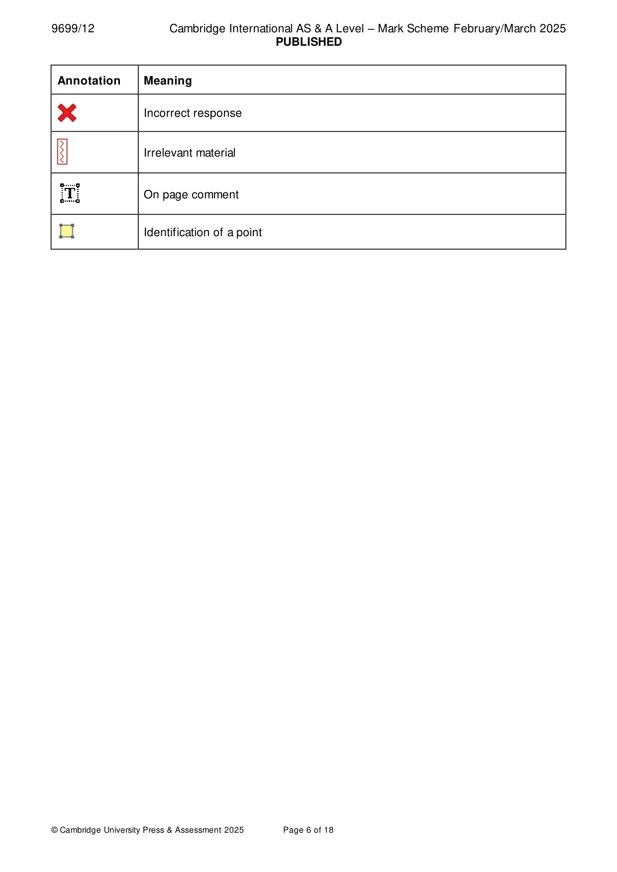 Mark scheme, page 6 of 18