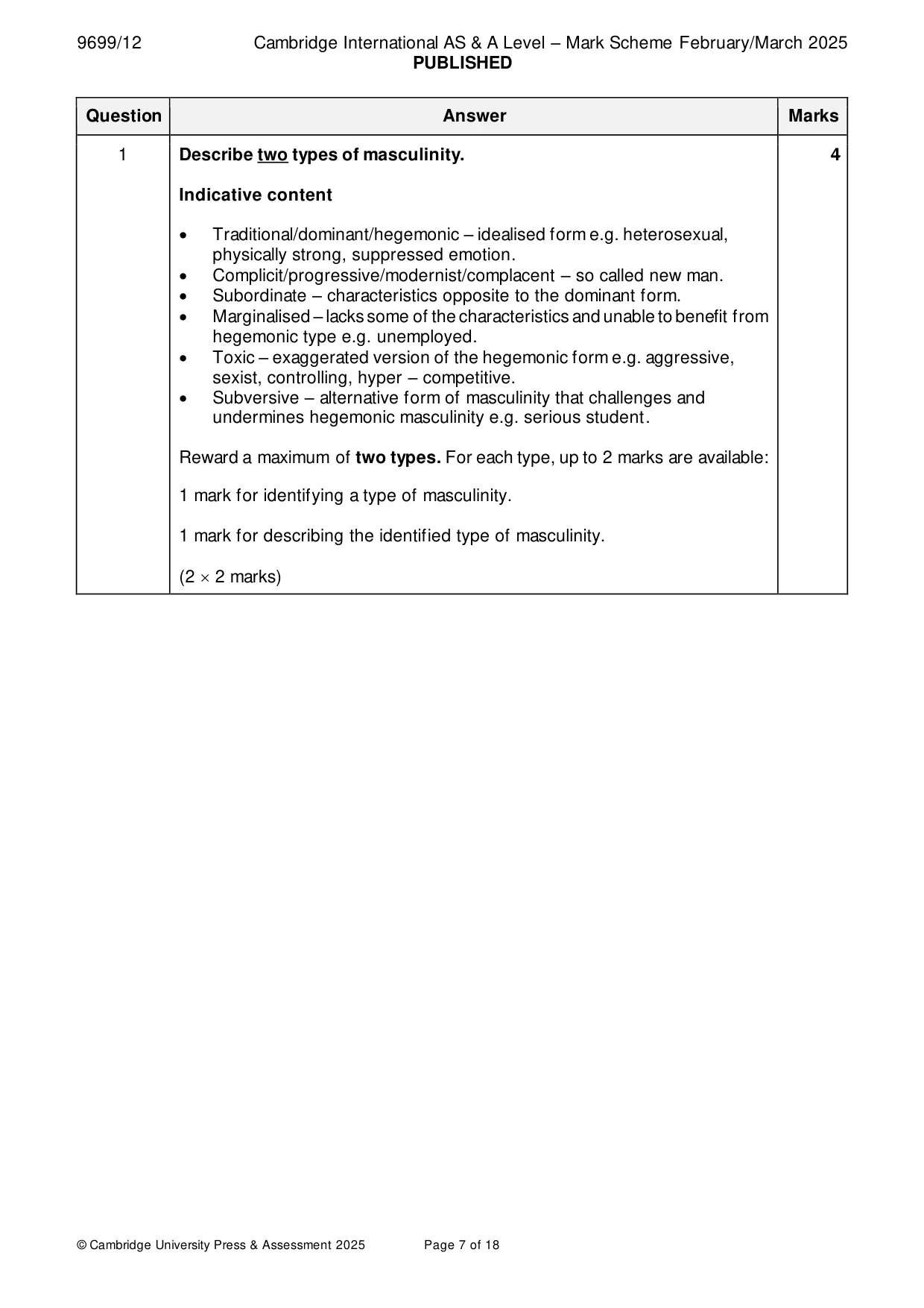 Mark scheme, page 7 of 18
