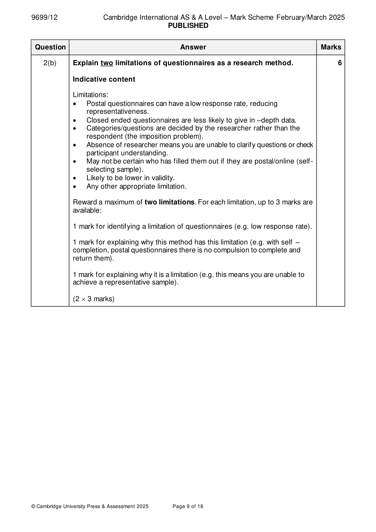 Mark scheme, page 9 of 18