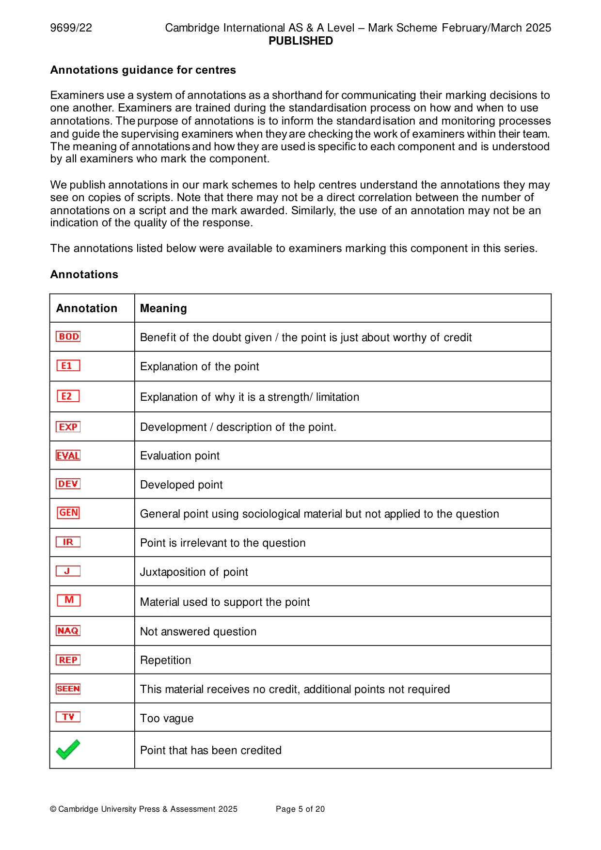 Mark scheme, page 5 of 20