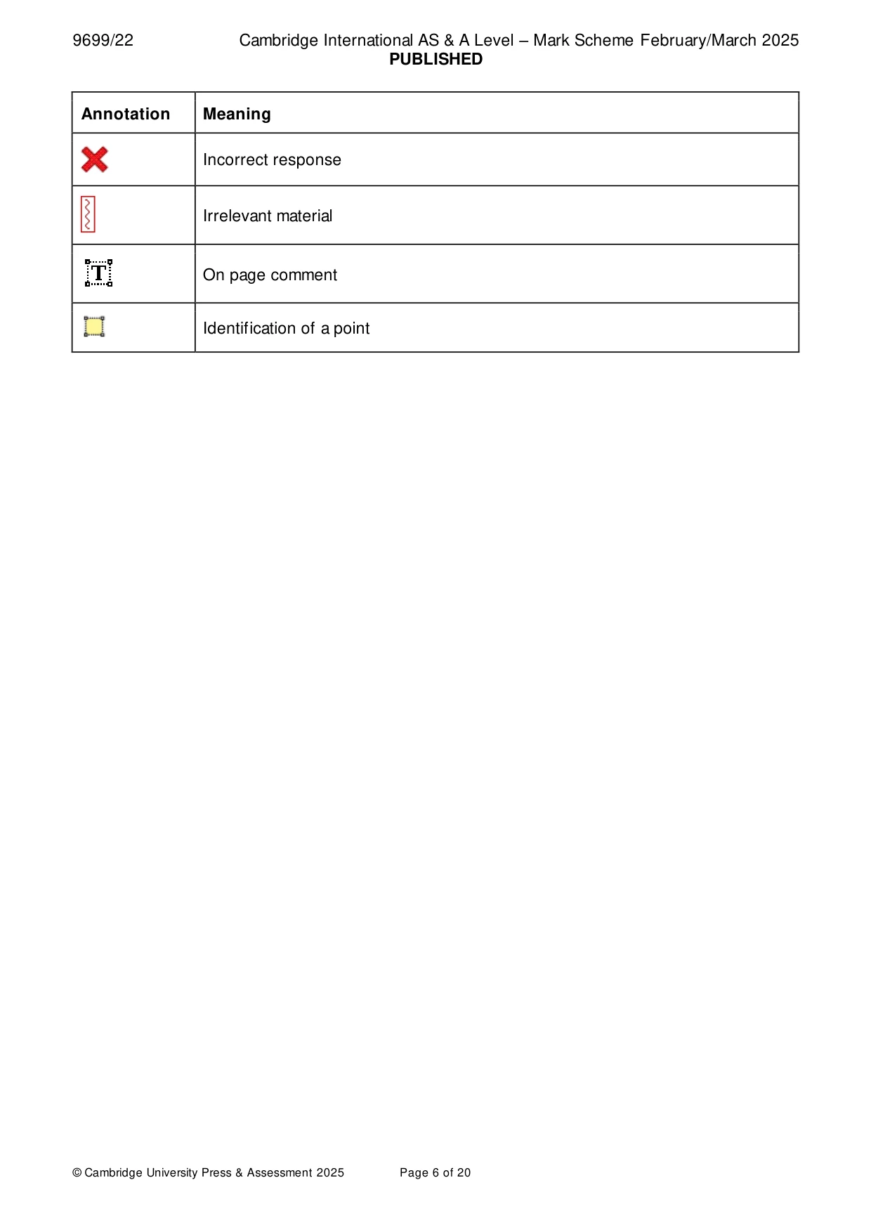 Mark scheme, page 6 of 20