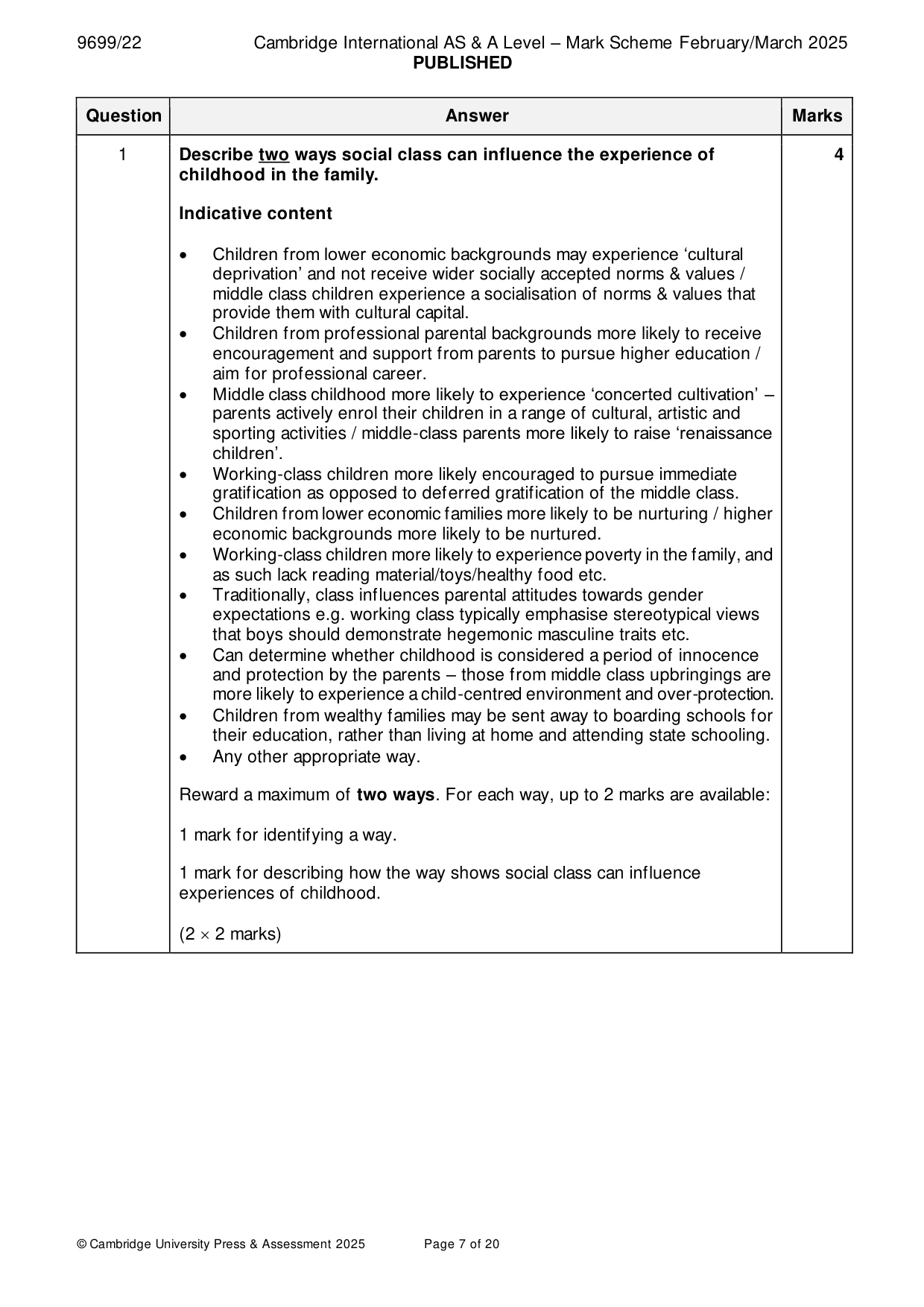 Mark scheme, page 7 of 20
