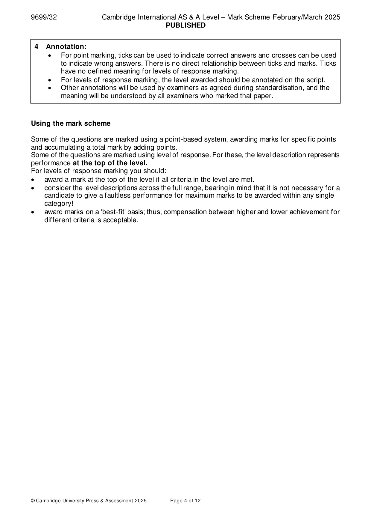 Mark scheme, page 4 of 12