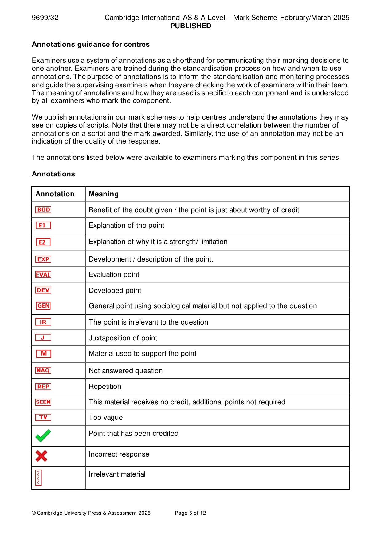 Mark scheme, page 5 of 12