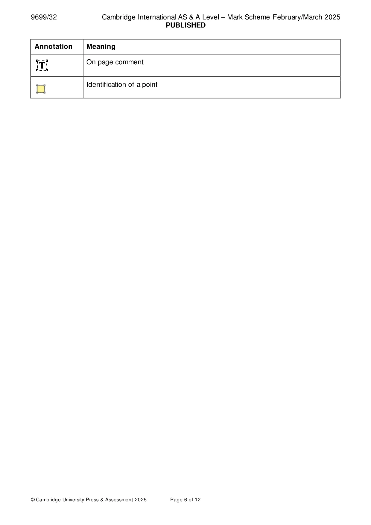 Mark scheme, page 6 of 12