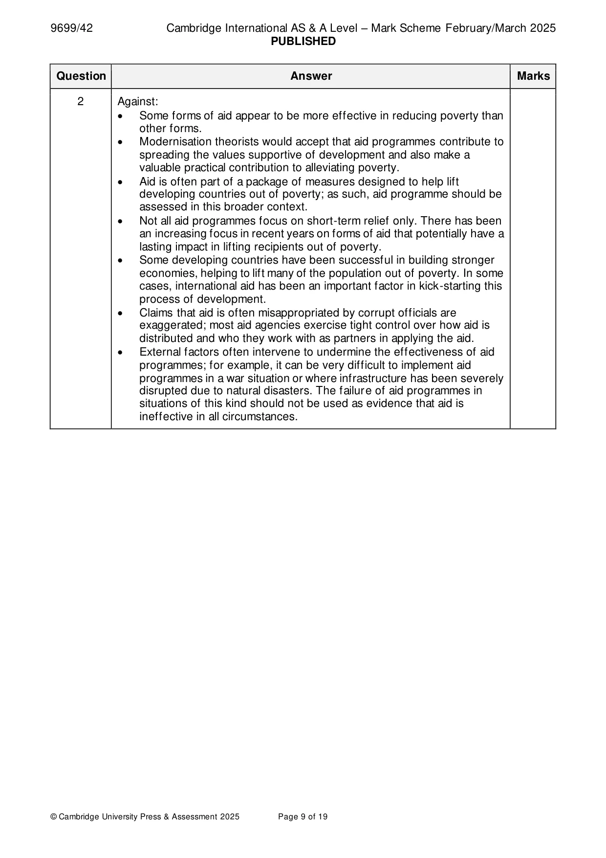 Mark scheme, page 9 of 19