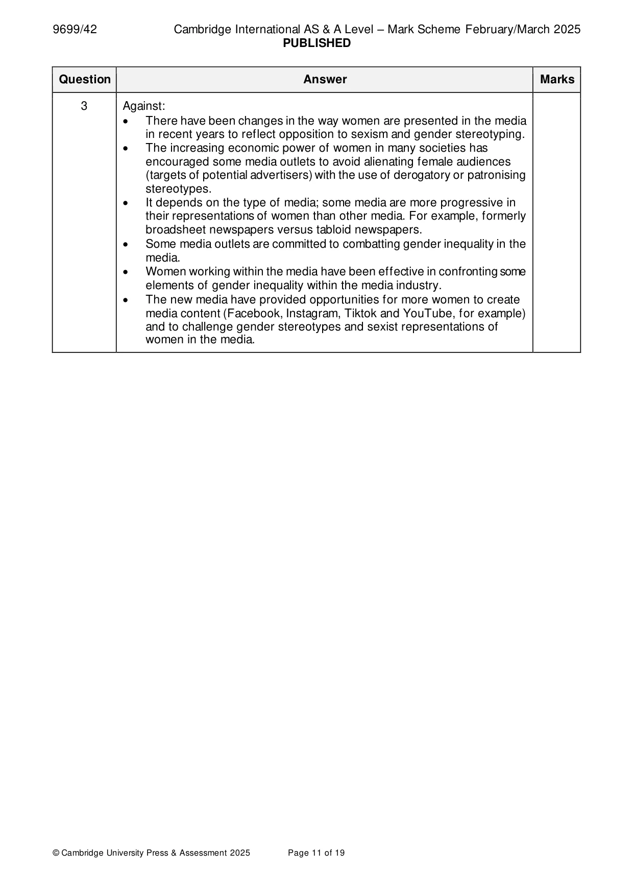 Mark scheme, page 11 of 19