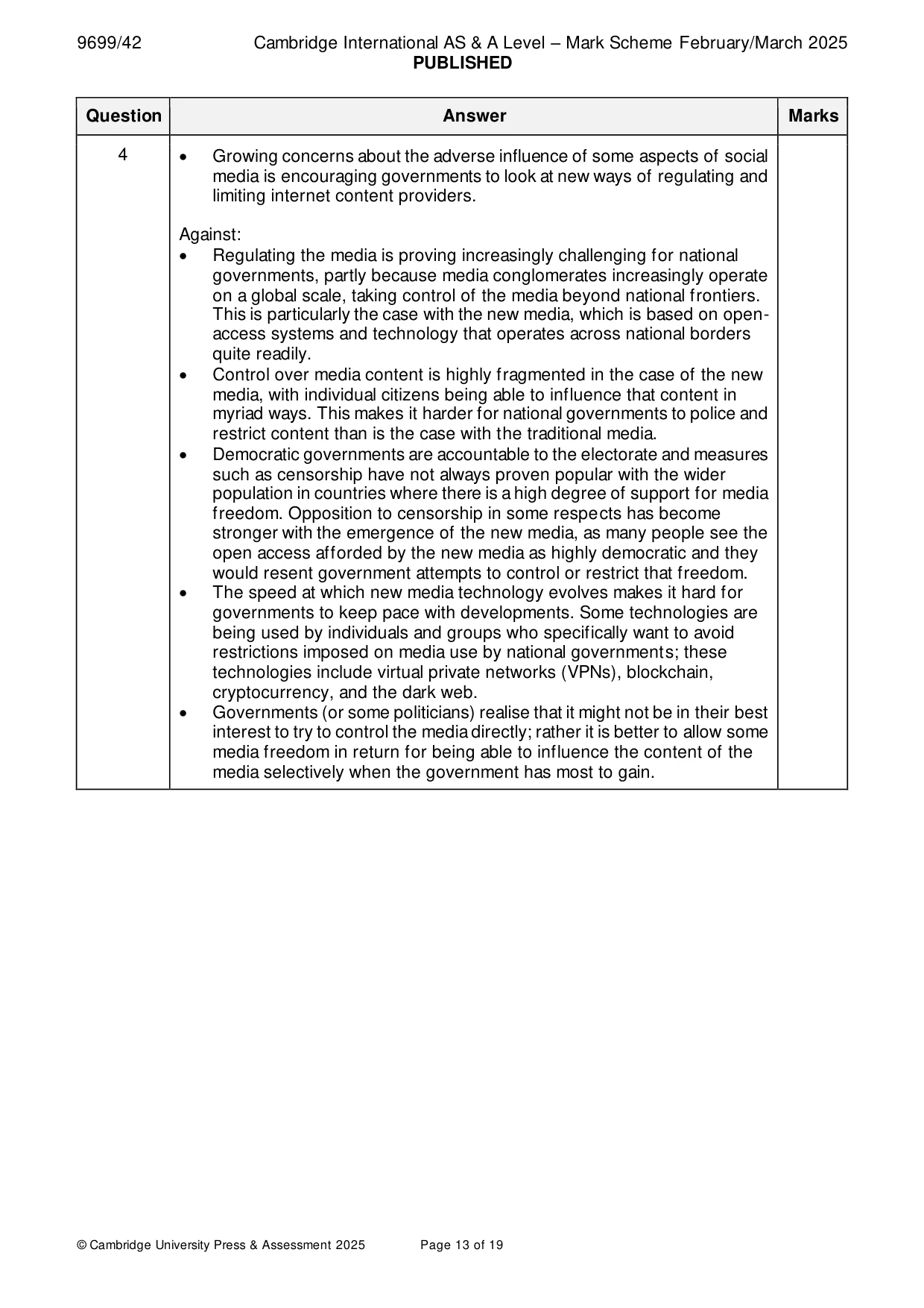 Mark scheme, page 13 of 19