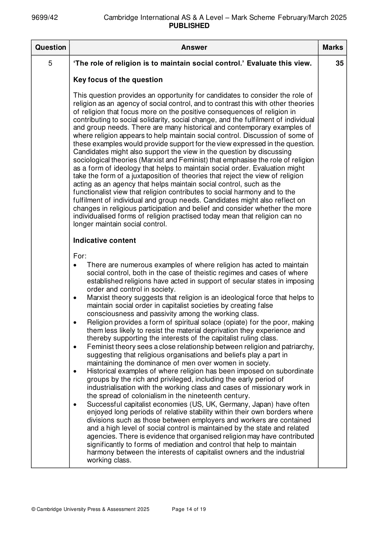 Mark scheme, page 14 of 19